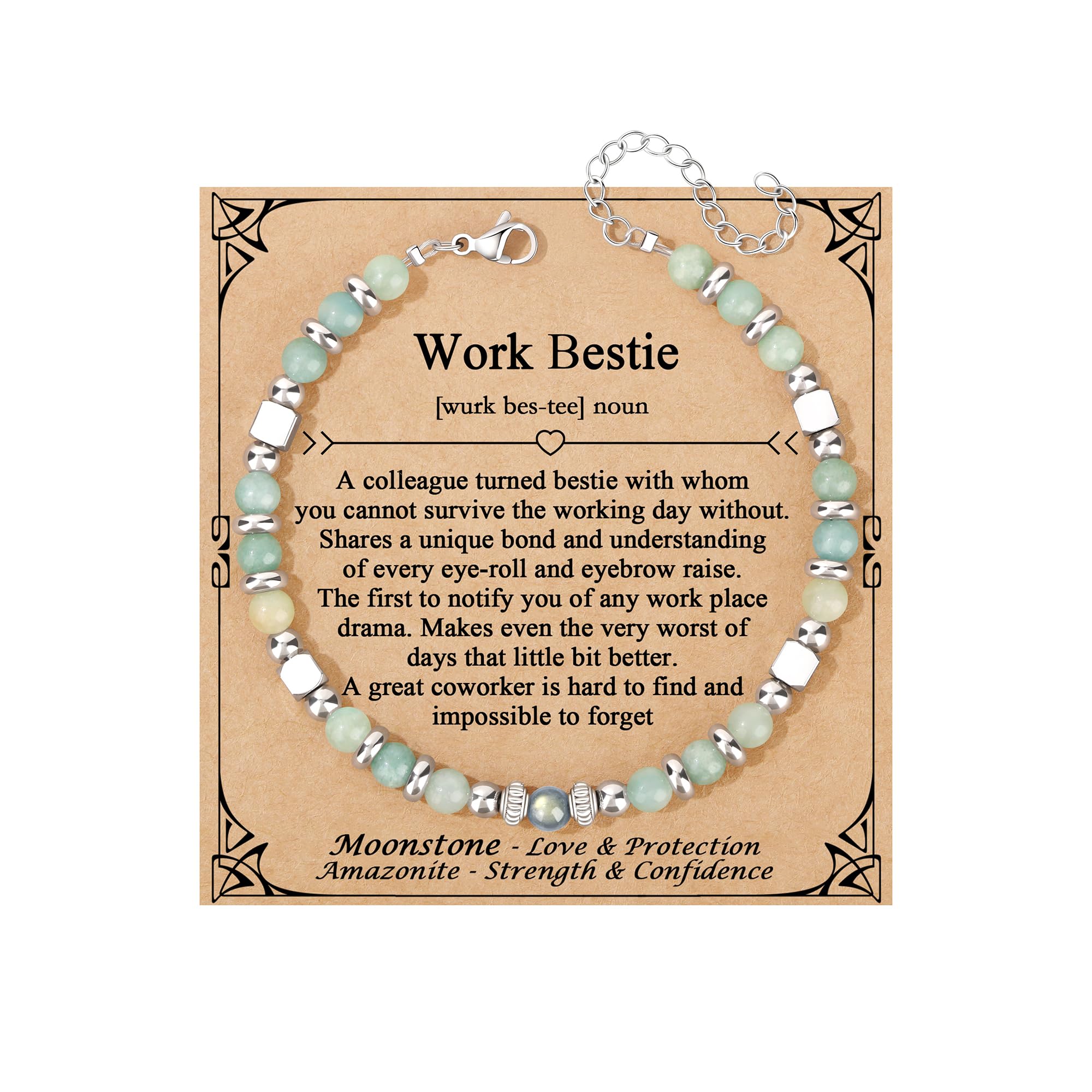 JoycuFF 𝗚𝗶𝗳𝘁𝘀 𝗳𝗼𝗿 𝗪𝗼𝗺𝗲𝗻 𝗠𝗼𝗼𝗻𝘀𝘁𝗼𝗻𝗲 𝗕𝗿𝗮𝗰𝗲𝗹𝗲𝘁 Amazonite Colorful Imperial Jasper Stainless Steel Beads Bracelets, Mothers Day Birthday Christmas Valentines Graduation Gifts