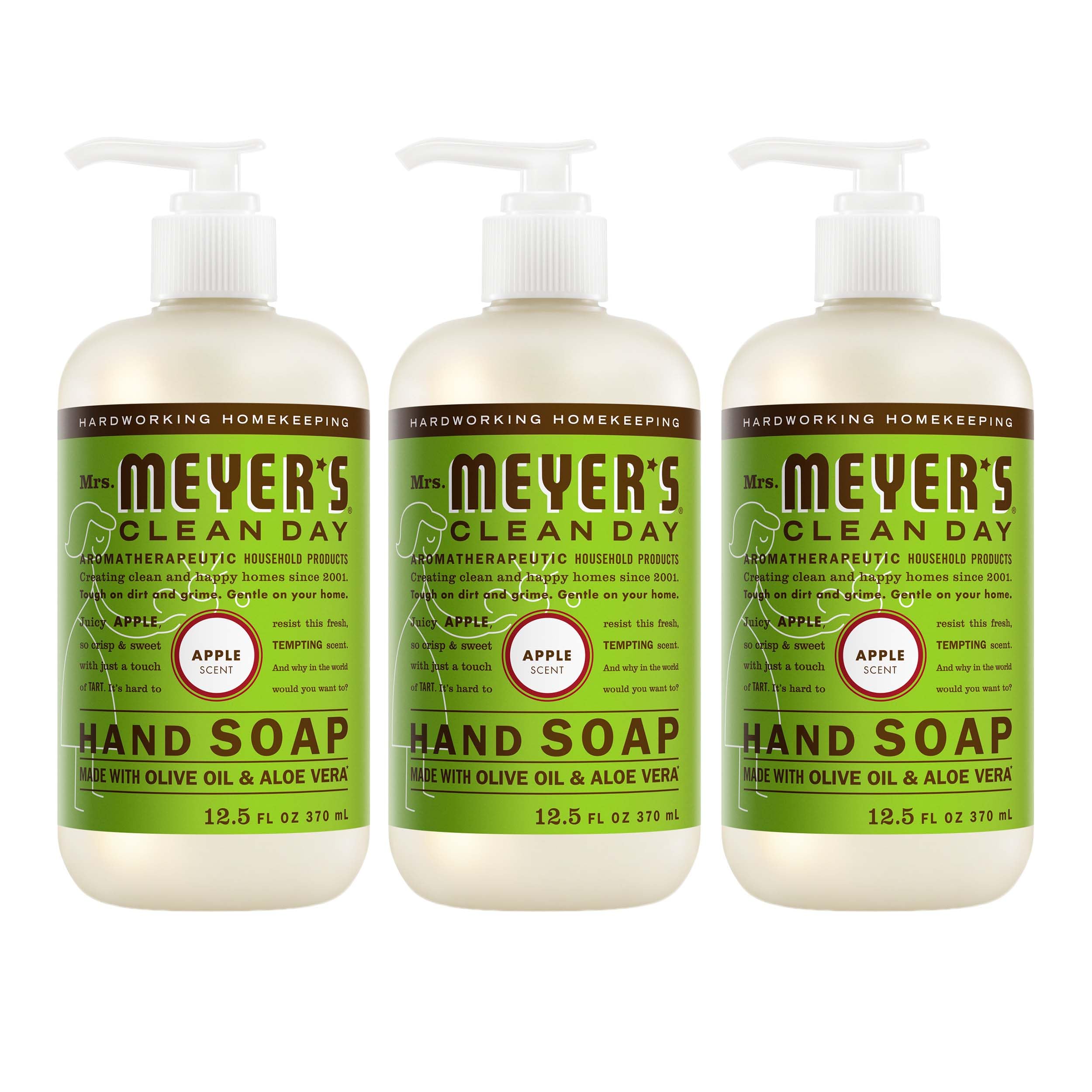 MRS. MEYER'S CLEAN DAY Hand Soap, Made with Essential Oils, Apple, 12.5 fl. oz - Pack of 3