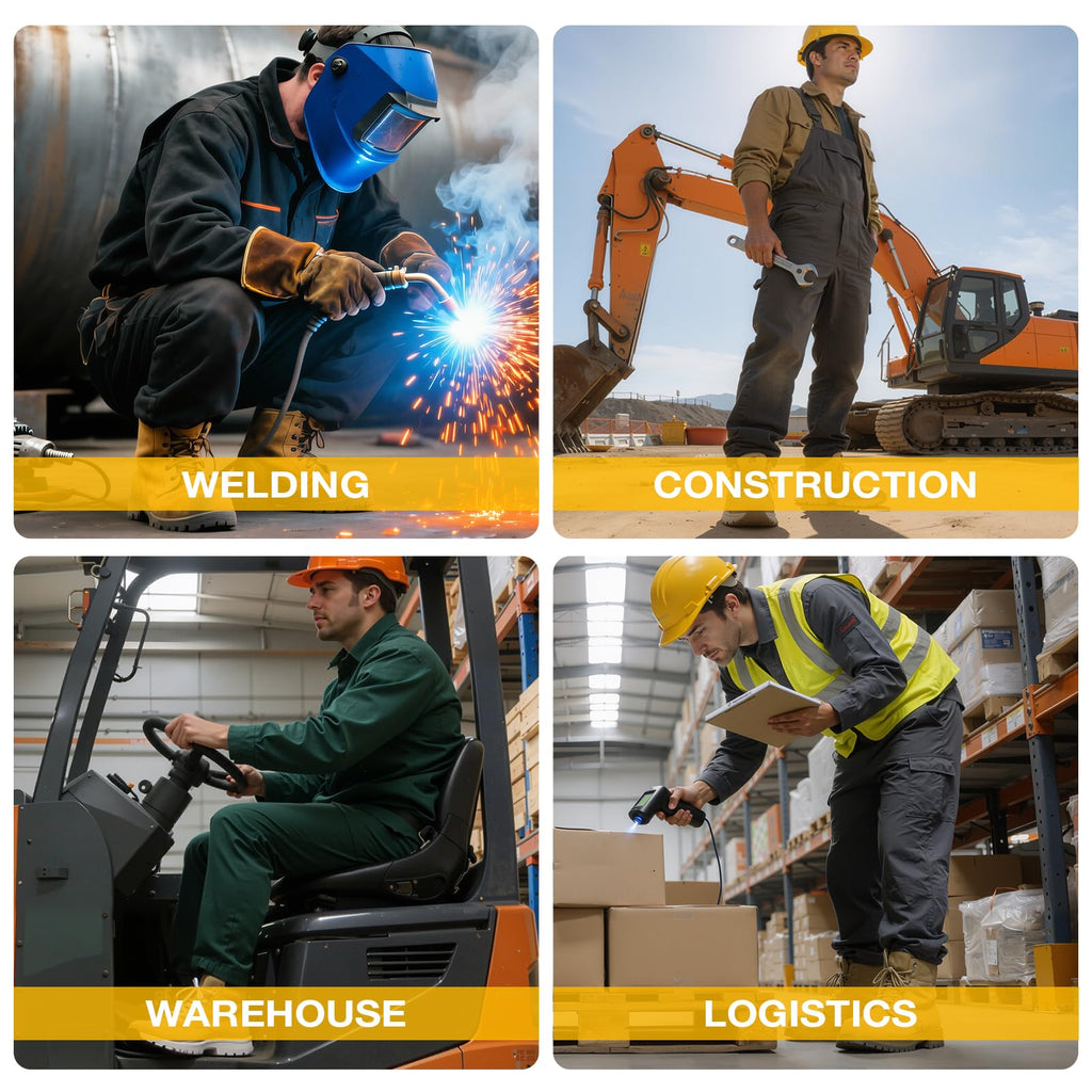 GLANOUDUN Welding Work Boots for Men Slip on Steel Toe Shoes for Men Indestructible Steel Toe Boots Welder Men's Working Shoes Fireproof Safety Footwear for Construction Men's Work & Safety Footwear