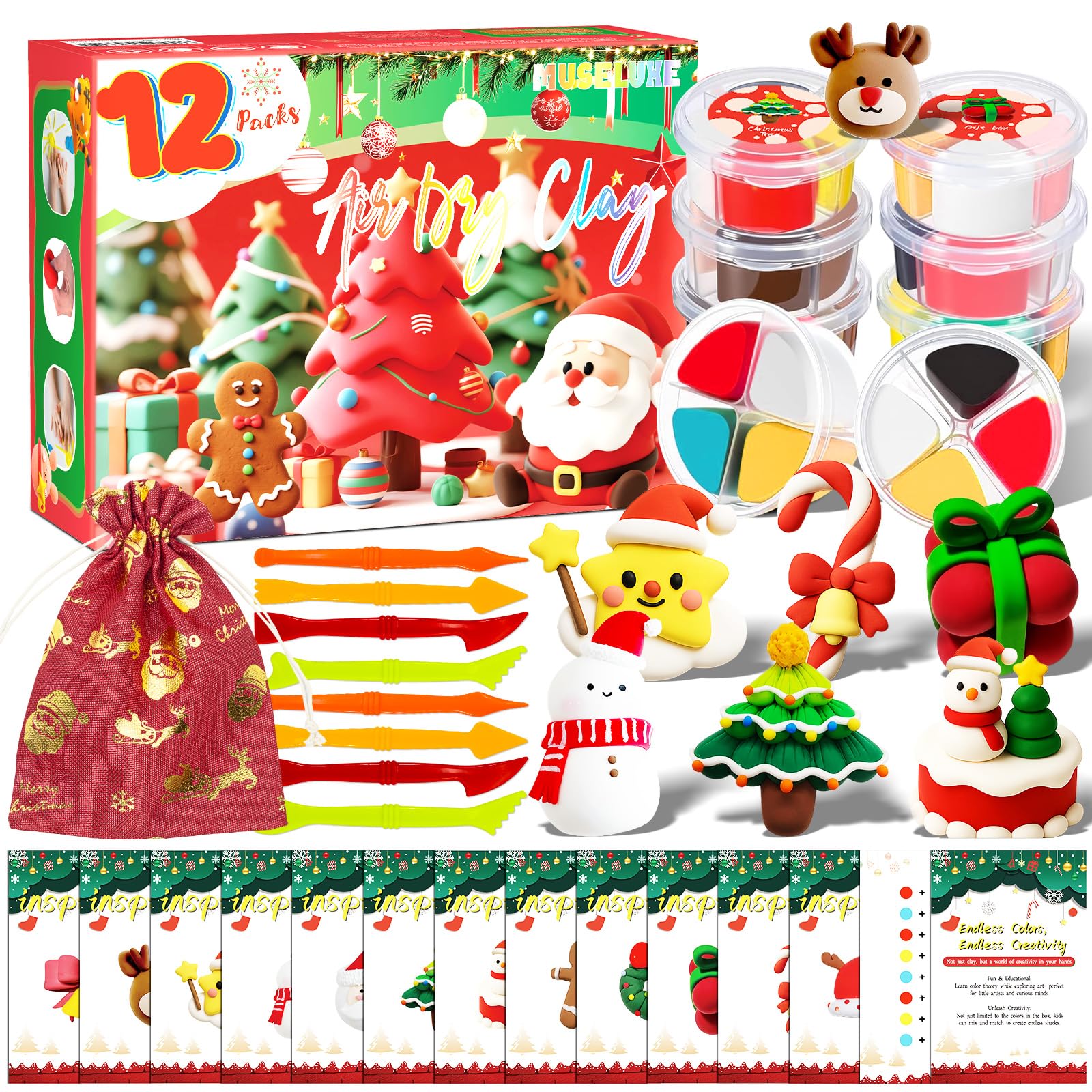 MuseLuxe Air Dry Clay - 32 Colors Modeling Clay Kit with 3 Sculpting Tools,Safe & Non-Toxic,DIY Magic Gifts Toys for Boys,Girls,Kids