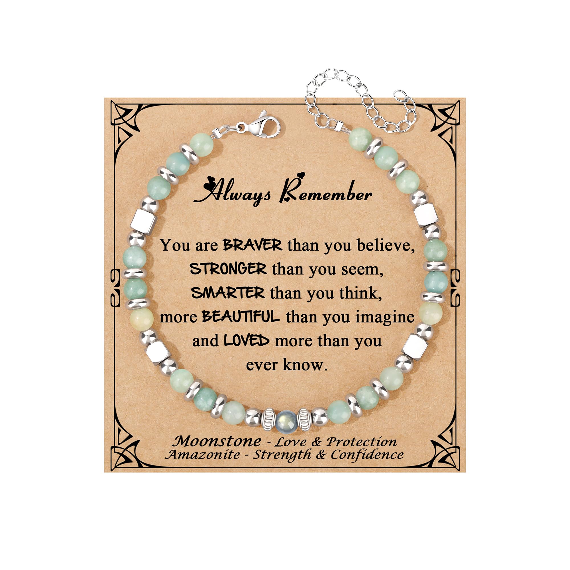 JoycuFF 𝗚𝗶𝗳𝘁𝘀 𝗳𝗼𝗿 𝗪𝗼𝗺𝗲𝗻 𝗠𝗼𝗼𝗻𝘀𝘁𝗼𝗻𝗲 𝗕𝗿𝗮𝗰𝗲𝗹𝗲𝘁 Amazonite Colorful Imperial Jasper Stainless Steel Beads Bracelets, Mothers Day Birthday Christmas Valentines Graduation Gifts