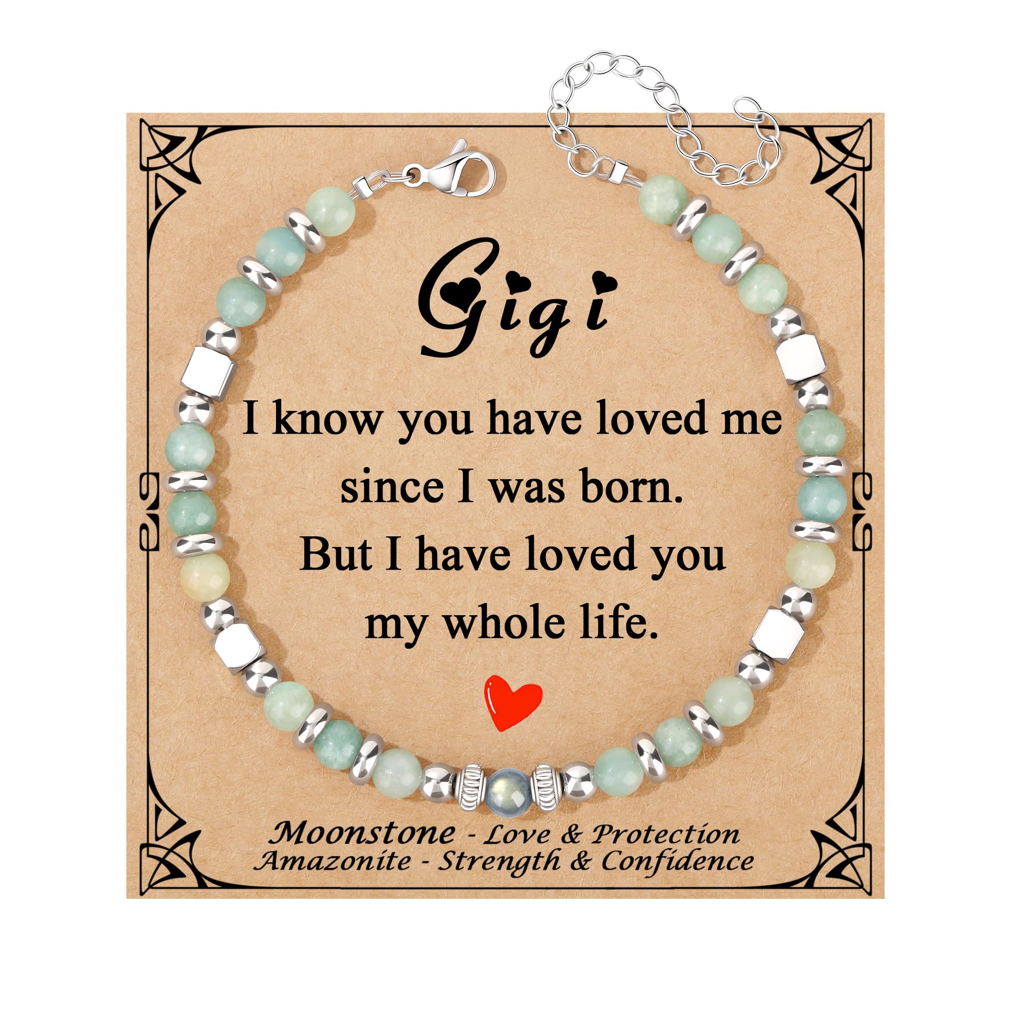 JoycuFF 𝗚𝗶𝗳𝘁𝘀 𝗳𝗼𝗿 𝗪𝗼𝗺𝗲𝗻 𝗠𝗼𝗼𝗻𝘀𝘁𝗼𝗻𝗲 𝗕𝗿𝗮𝗰𝗲𝗹𝗲𝘁 Amazonite Colorful Imperial Jasper Stainless Steel Beads Bracelets, Mothers Day Birthday Christmas Valentines Graduation Gifts
