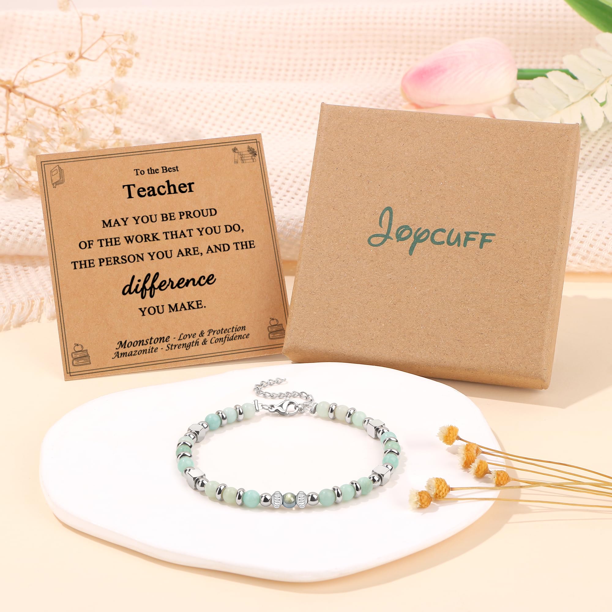 JoycuFF 𝗚𝗶𝗳𝘁𝘀 𝗳𝗼𝗿 𝗪𝗼𝗺𝗲𝗻 𝗠𝗼𝗼𝗻𝘀𝘁𝗼𝗻𝗲 𝗕𝗿𝗮𝗰𝗲𝗹𝗲𝘁 Amazonite Colorful Imperial Jasper Stainless Steel Beads Bracelets, Mothers Day Birthday Christmas Valentines Graduation Gifts
