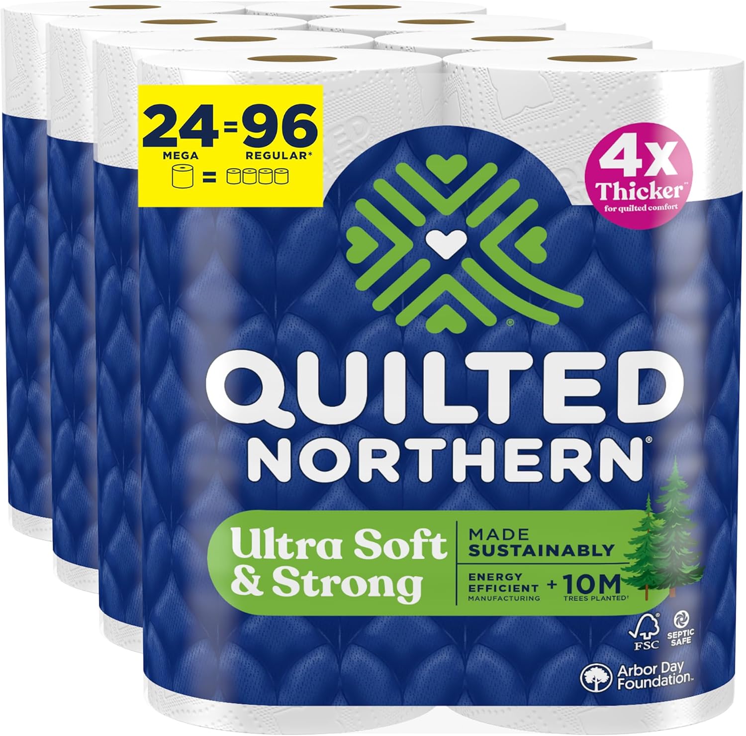 Quilted Northern Ultra Soft & Strong Toilet Paper, 48 Double Rolls, 48 = 96 Regular Rolls,12 Count (Pack of 4)