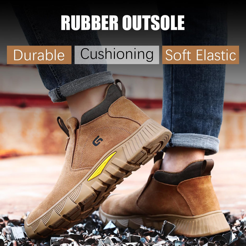 GLANOUDUN Welding Work Boots for Men Slip on Steel Toe Shoes for Men Indestructible Steel Toe Boots Welder Men's Working Shoes Fireproof Safety Footwear for Construction Men's Work & Safety Footwear