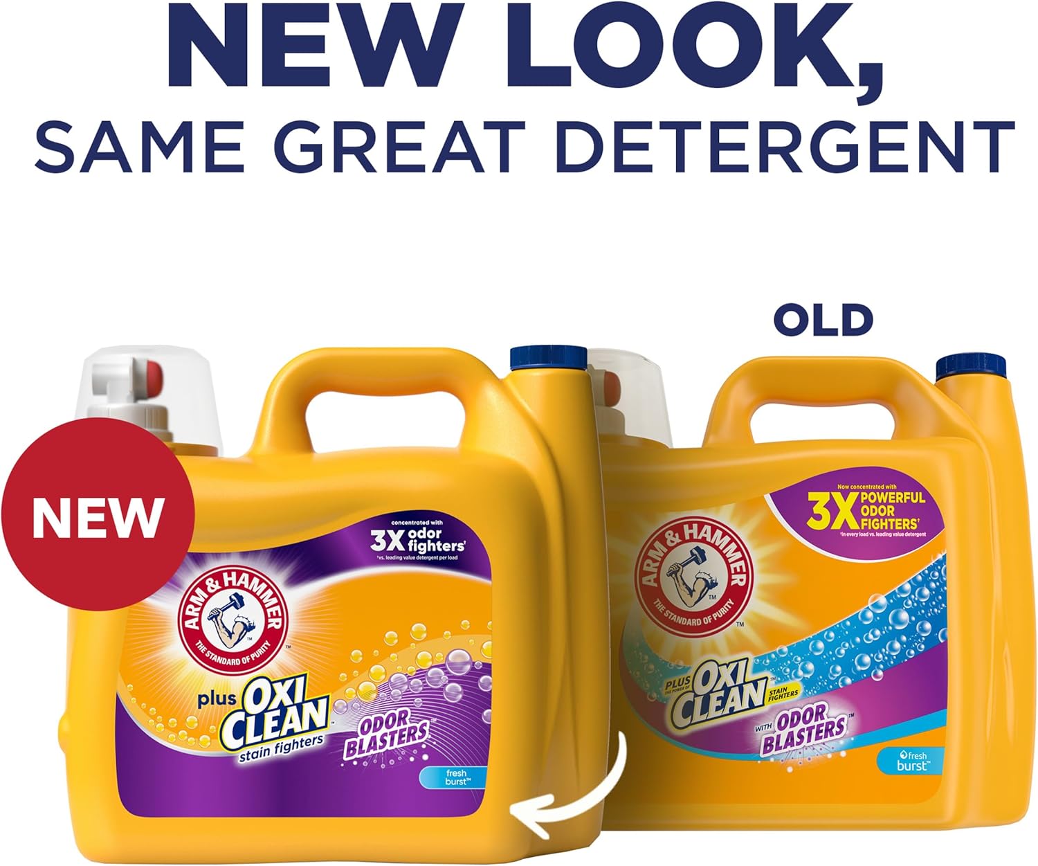 ARM & HAMMER Plus OxiClean with Odor Blasters Liquid Laundry Detergent, Laundry Odor Remover, Attacks Stains, Fresh Botanical Scent, 74 Loads, 96.2 Fl Oz