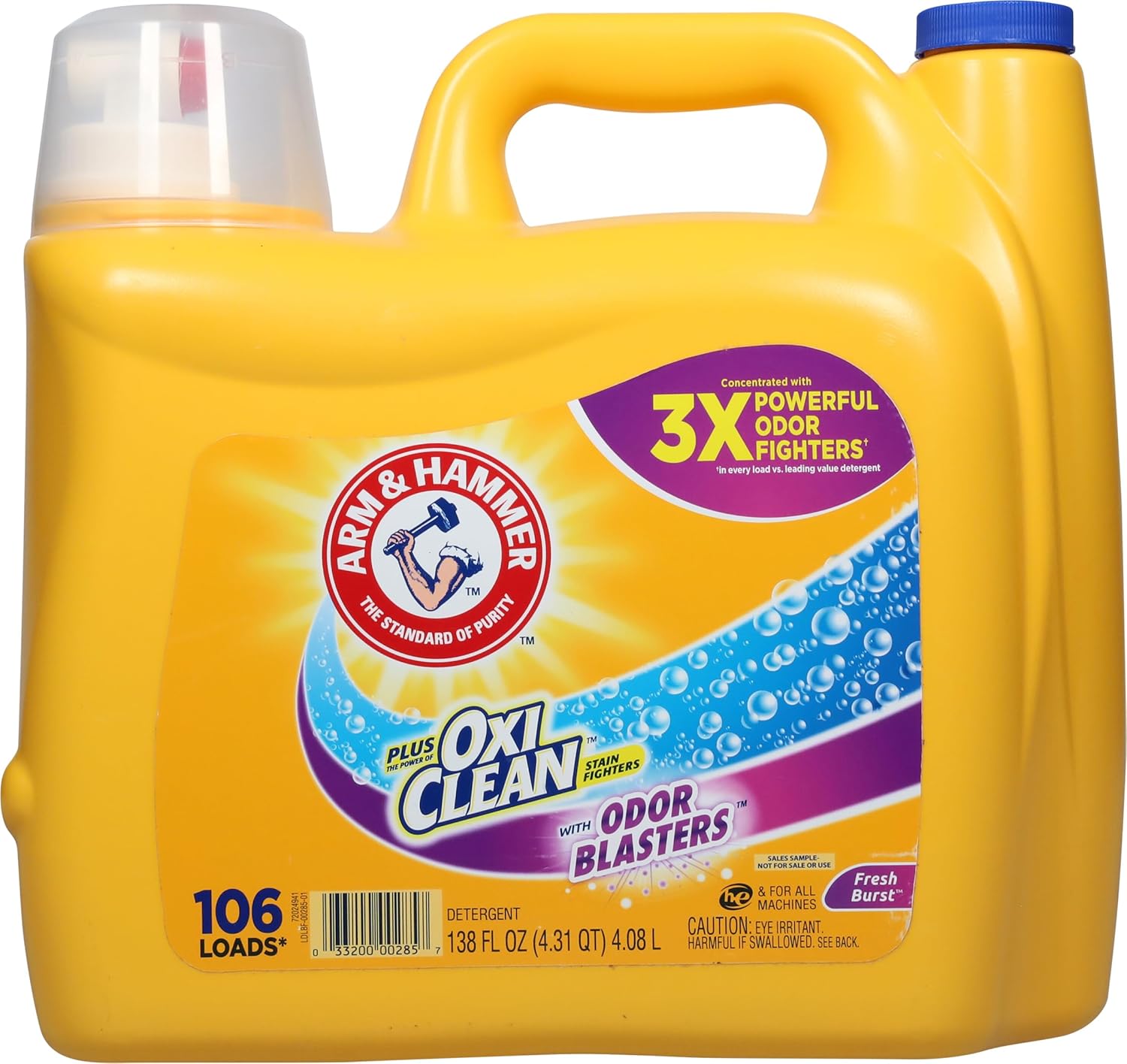 ARM & HAMMER Plus OxiClean with Odor Blasters Liquid Laundry Detergent, Laundry Odor Remover, Attacks Stains, Fresh Botanical Scent, 74 Loads, 96.2 Fl Oz