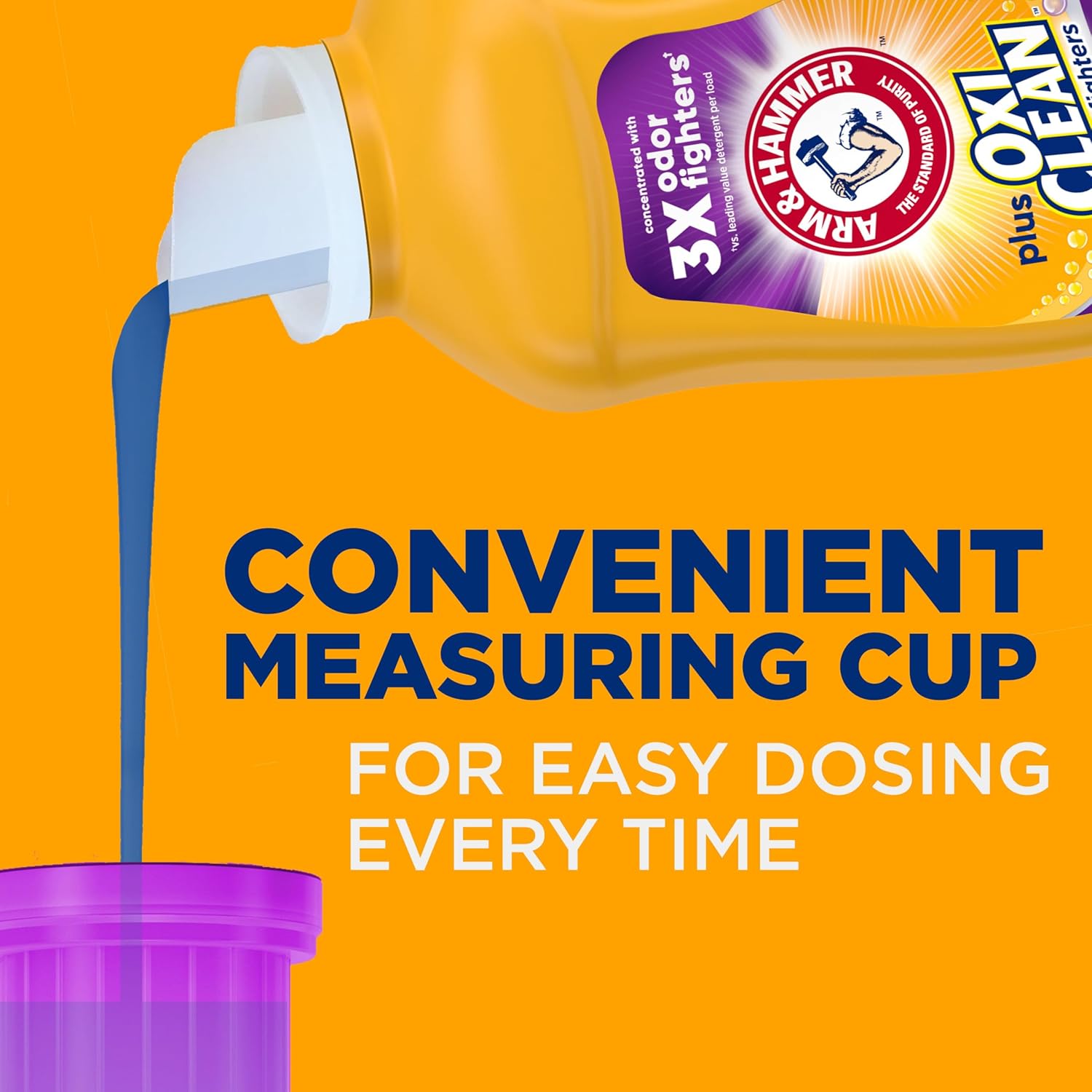 ARM & HAMMER Plus OxiClean with Odor Blasters Liquid Laundry Detergent, Laundry Odor Remover, Attacks Stains, Fresh Botanical Scent, 74 Loads, 96.2 Fl Oz