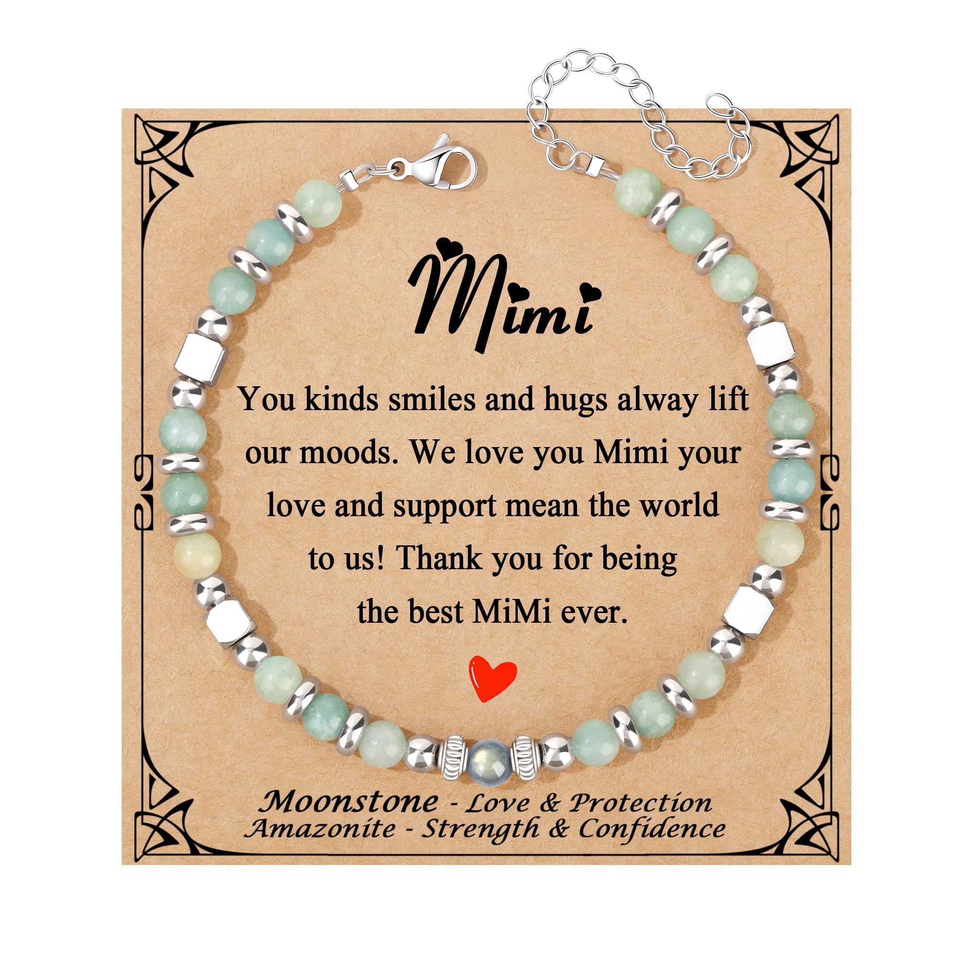 JoycuFF 𝗚𝗶𝗳𝘁𝘀 𝗳𝗼𝗿 𝗪𝗼𝗺𝗲𝗻 𝗠𝗼𝗼𝗻𝘀𝘁𝗼𝗻𝗲 𝗕𝗿𝗮𝗰𝗲𝗹𝗲𝘁 Amazonite Colorful Imperial Jasper Stainless Steel Beads Bracelets, Mothers Day Birthday Christmas Valentines Graduation Gifts