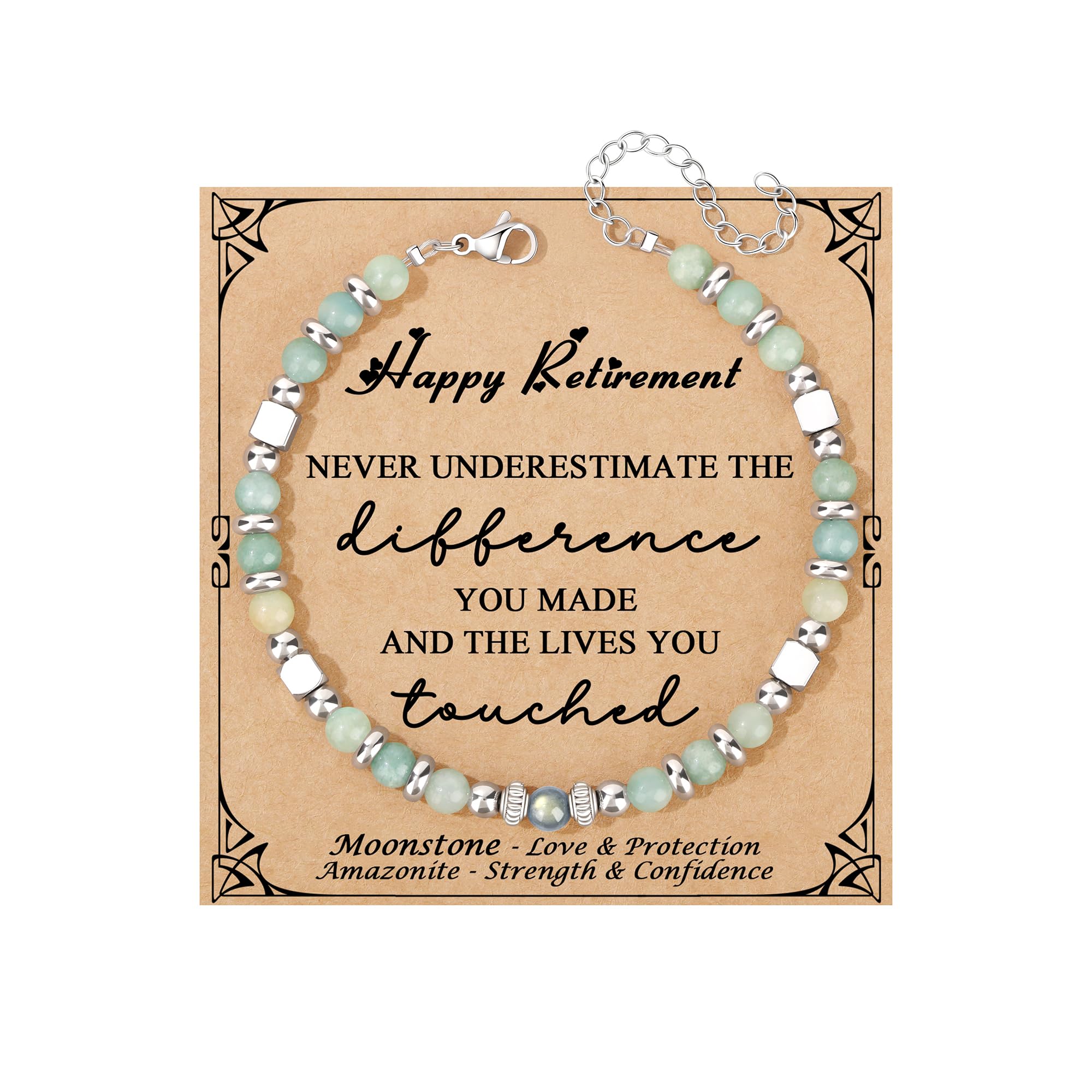 JoycuFF 𝗚𝗶𝗳𝘁𝘀 𝗳𝗼𝗿 𝗪𝗼𝗺𝗲𝗻 𝗠𝗼𝗼𝗻𝘀𝘁𝗼𝗻𝗲 𝗕𝗿𝗮𝗰𝗲𝗹𝗲𝘁 Amazonite Colorful Imperial Jasper Stainless Steel Beads Bracelets, Mothers Day Birthday Christmas Valentines Graduation Gifts