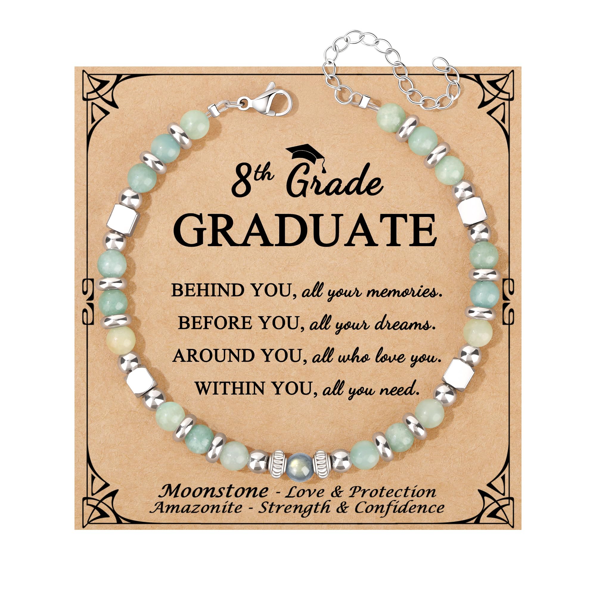JoycuFF 𝗚𝗶𝗳𝘁𝘀 𝗳𝗼𝗿 𝗪𝗼𝗺𝗲𝗻 𝗠𝗼𝗼𝗻𝘀𝘁𝗼𝗻𝗲 𝗕𝗿𝗮𝗰𝗲𝗹𝗲𝘁 Amazonite Colorful Imperial Jasper Stainless Steel Beads Bracelets, Mothers Day Birthday Christmas Valentines Graduation Gifts