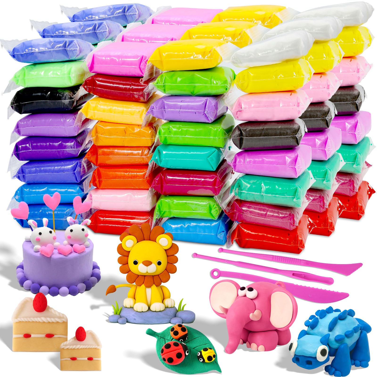 MuseLuxe Air Dry Clay - 32 Colors Modeling Clay Kit with 3 Sculpting Tools,Safe & Non-Toxic,DIY Magic Gifts Toys for Boys,Girls,Kids