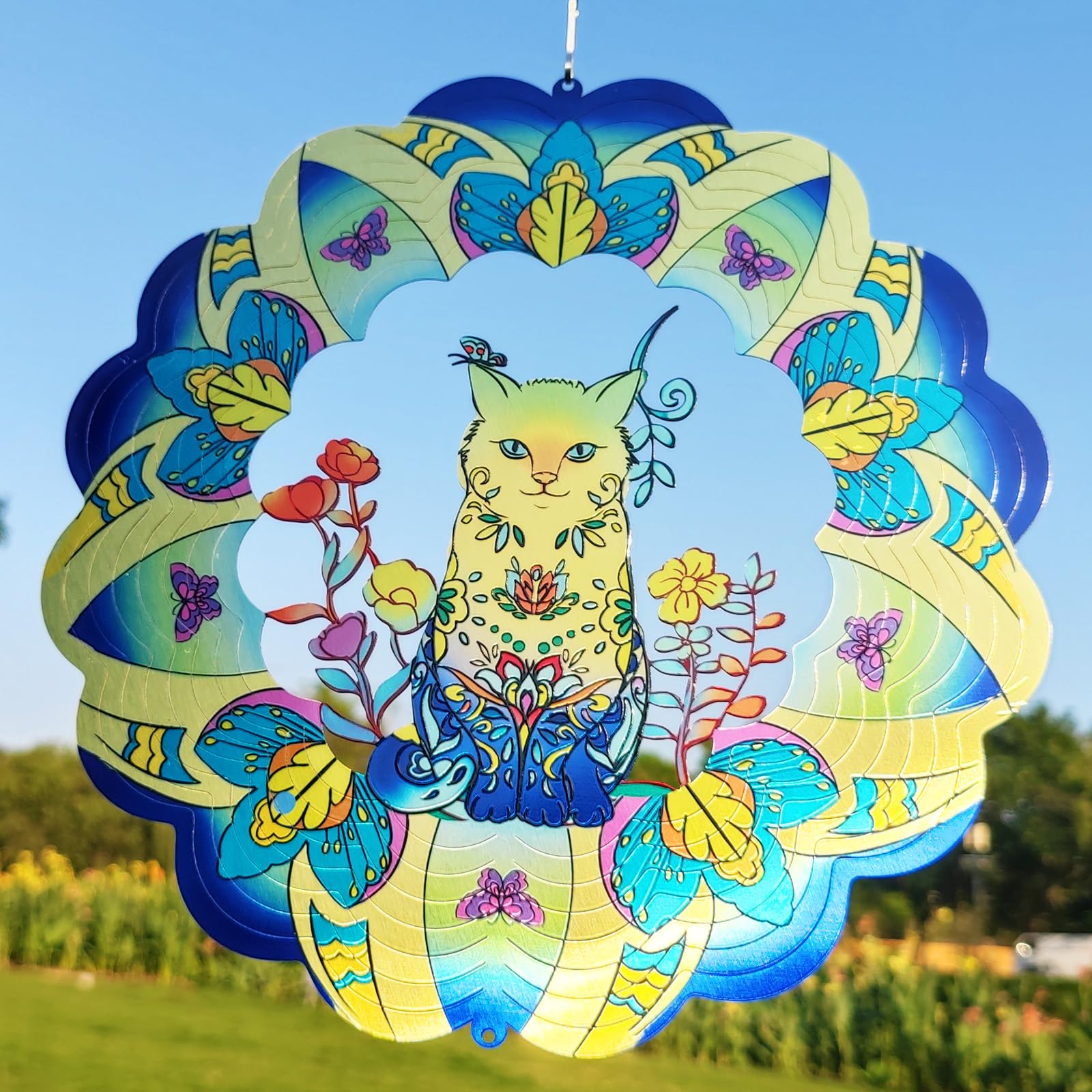 DJUAN 4th of July Decorations,12in American Flag Patriotic Wind Spinner Fourth of July Decor Outdoor,Garden Wind Spinners Patriotic Decor Independence Day Decorations for Yard,Garden,Patio
