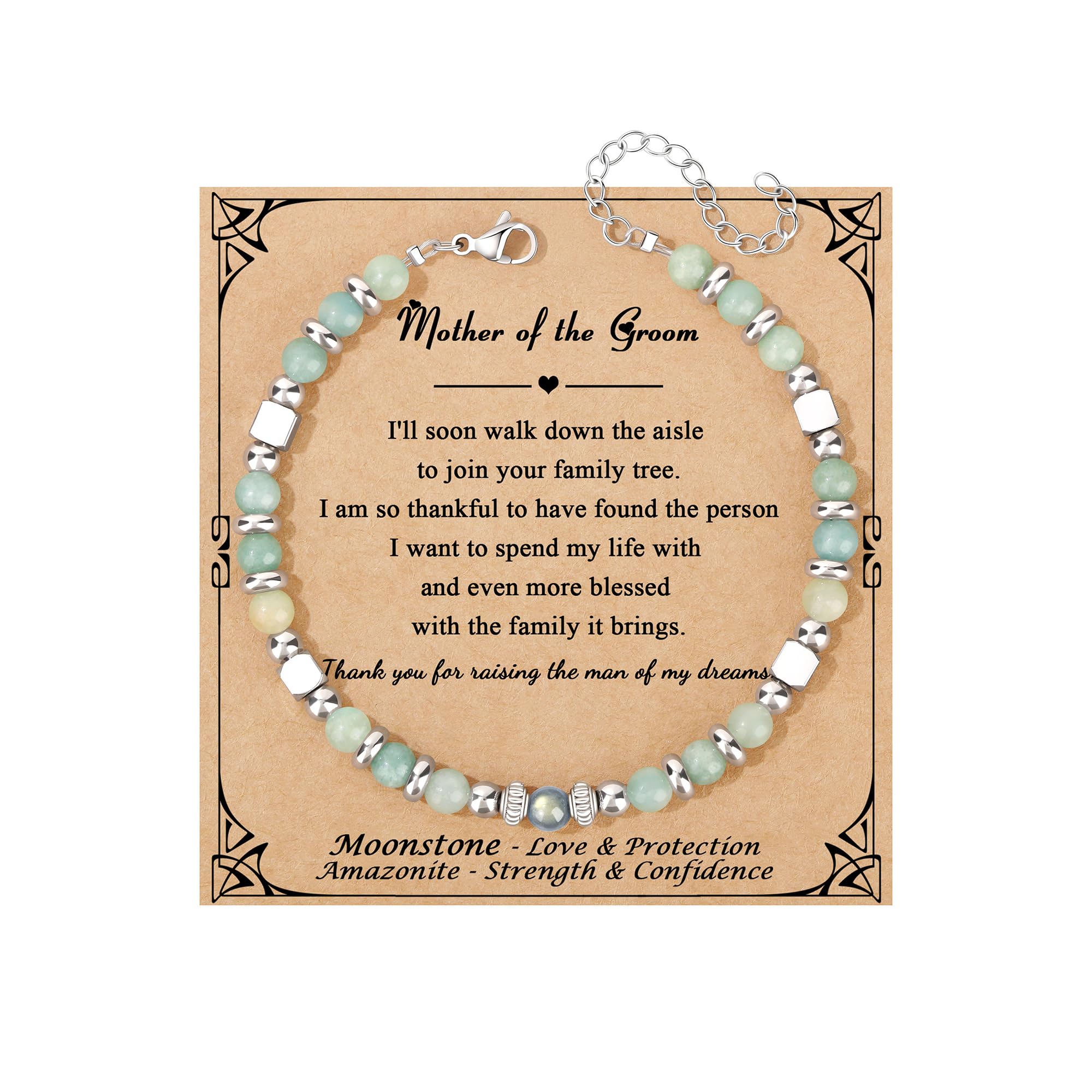 JoycuFF 𝗚𝗶𝗳𝘁𝘀 𝗳𝗼𝗿 𝗪𝗼𝗺𝗲𝗻 𝗠𝗼𝗼𝗻𝘀𝘁𝗼𝗻𝗲 𝗕𝗿𝗮𝗰𝗲𝗹𝗲𝘁 Amazonite Colorful Imperial Jasper Stainless Steel Beads Bracelets, Mothers Day Birthday Christmas Valentines Graduation Gifts
