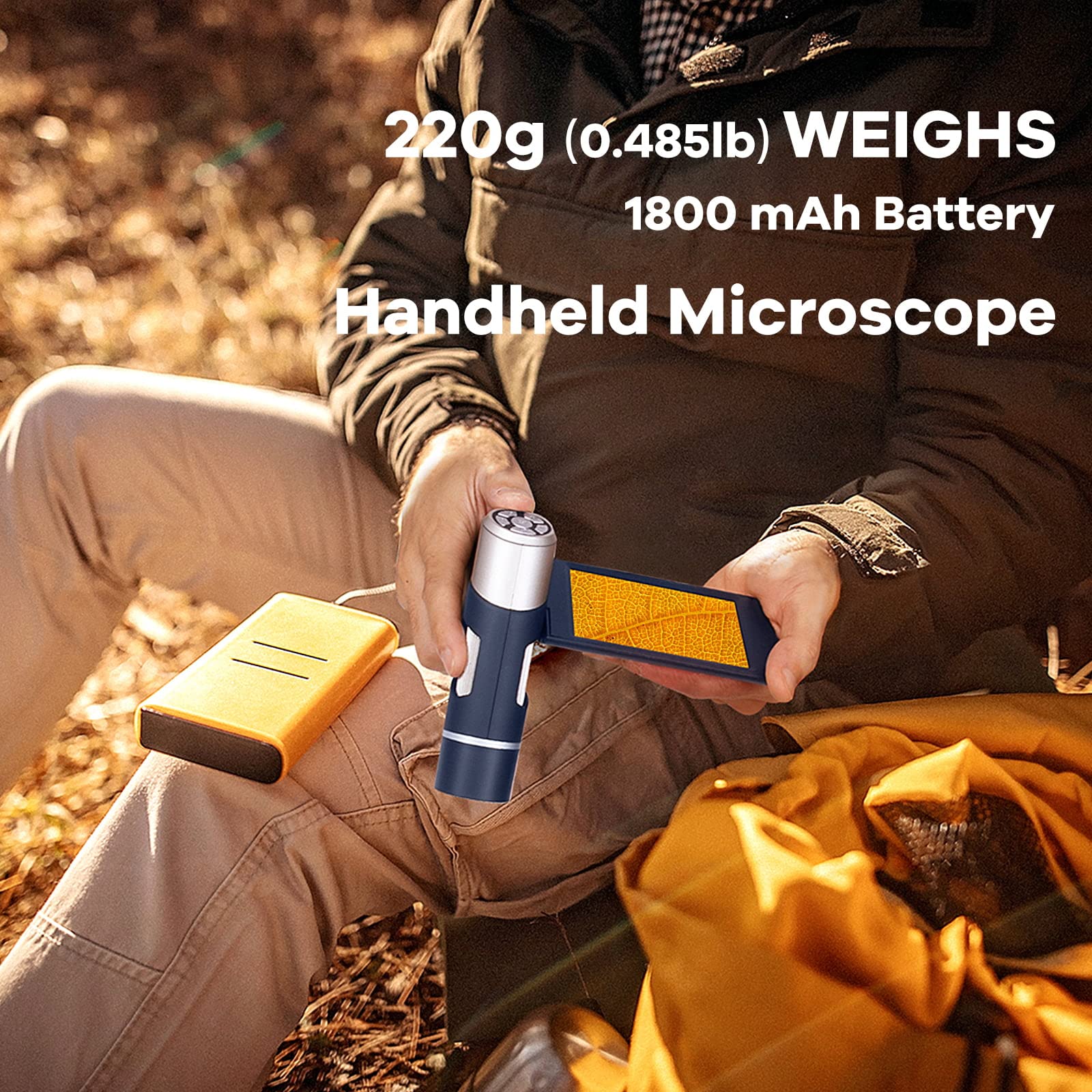 Andonstar AD203 Handheld Digital Microscope, Portable Pocket USB Coin Microscope with 4 inch Screen for Kids and Adults, Black, Electronic FHD Video, Windows Mac PC