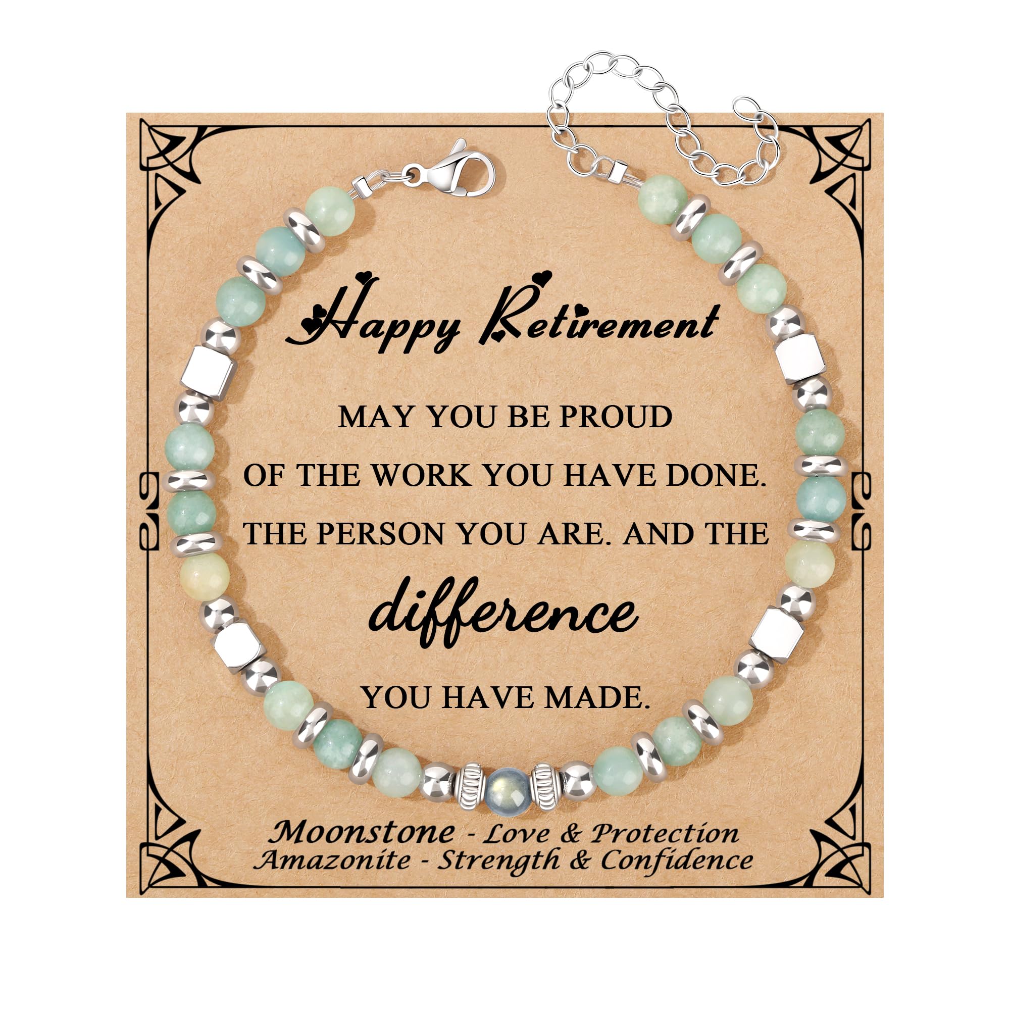JoycuFF 𝗚𝗶𝗳𝘁𝘀 𝗳𝗼𝗿 𝗪𝗼𝗺𝗲𝗻 𝗠𝗼𝗼𝗻𝘀𝘁𝗼𝗻𝗲 𝗕𝗿𝗮𝗰𝗲𝗹𝗲𝘁 Amazonite Colorful Imperial Jasper Stainless Steel Beads Bracelets, Mothers Day Birthday Christmas Valentines Graduation Gifts
