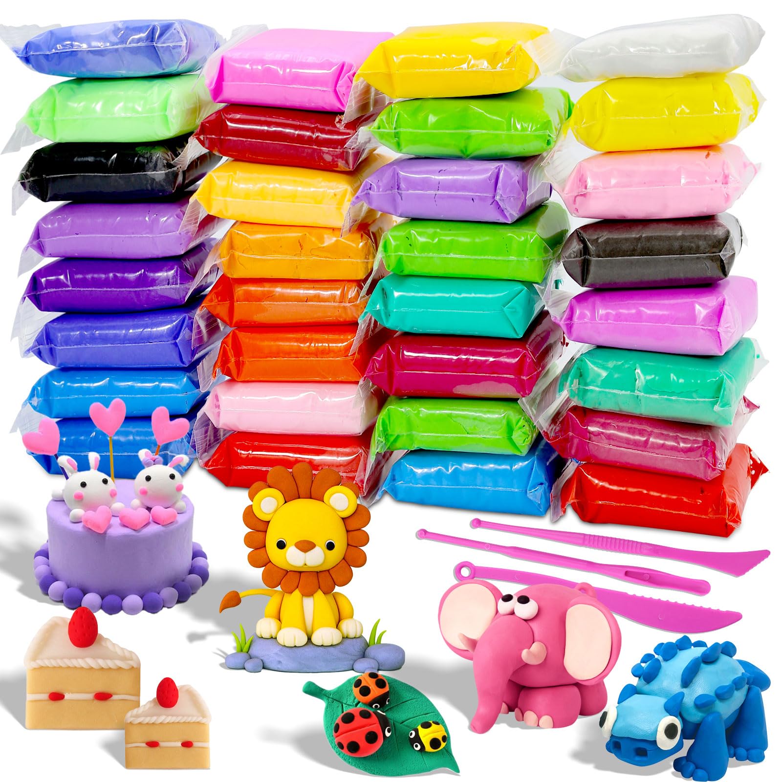 MuseLuxe Air Dry Clay - 32 Colors Modeling Clay Kit with 3 Sculpting Tools,Safe & Non-Toxic,DIY Magic Gifts Toys for Boys,Girls,Kids