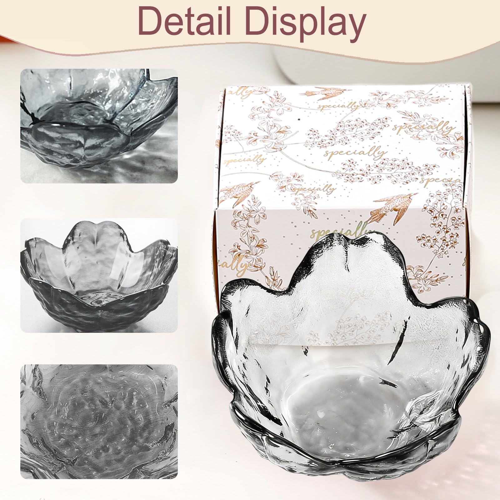 Gifts for Women Trinket Dish Flower Jewelry Dish Pink Glass Ring Holder Jewellery Tray Cute Room Decor Aesthetic Bedroom Accessories Unique Birthday New Home Mothers Day Gifts for Women Friends(2 pcs)