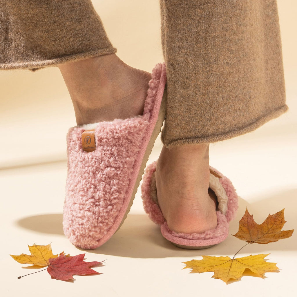 EverFoams Women's Fuzzy Slip-on Slippers Warm Cozy Soft Lightweight Memory Foam Indoor House Shoes