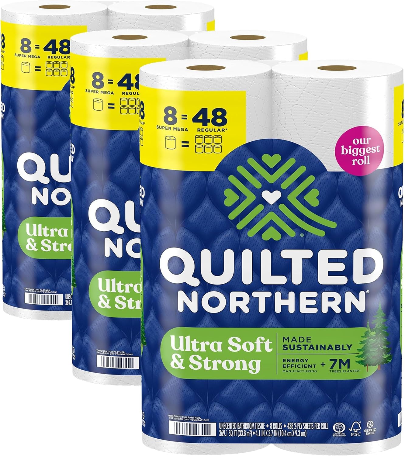 Quilted Northern Ultra Soft & Strong Toilet Paper, 48 Double Rolls, 48 = 96 Regular Rolls,12 Count (Pack of 4)