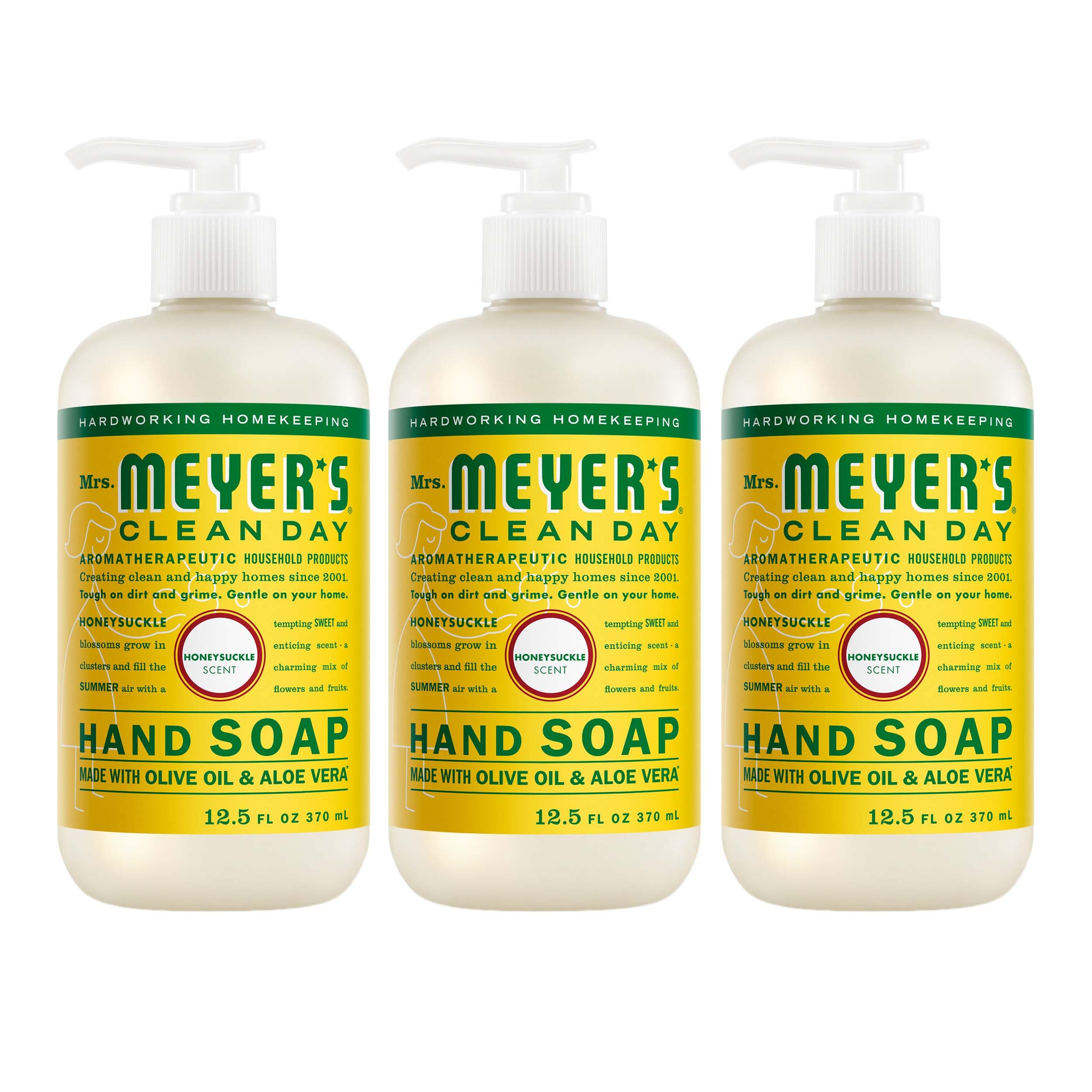 MRS. MEYER'S CLEAN DAY Hand Soap, Made with Essential Oils, Apple, 12.5 fl. oz - Pack of 3