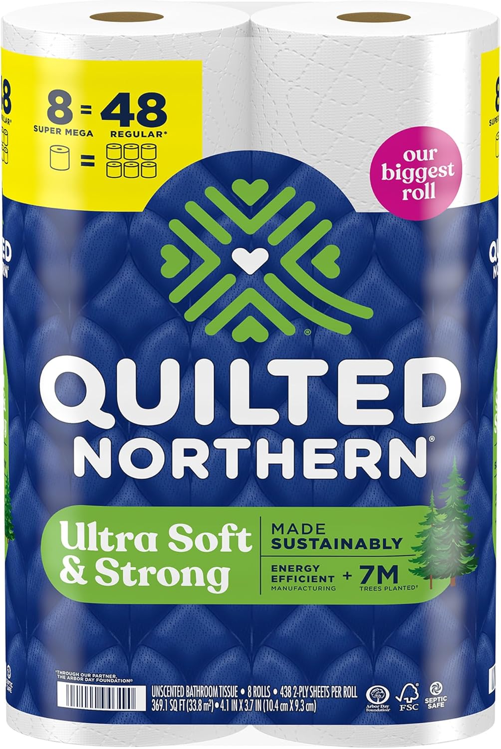 Quilted Northern Ultra Soft & Strong Toilet Paper, 48 Double Rolls, 48 = 96 Regular Rolls,12 Count (Pack of 4)