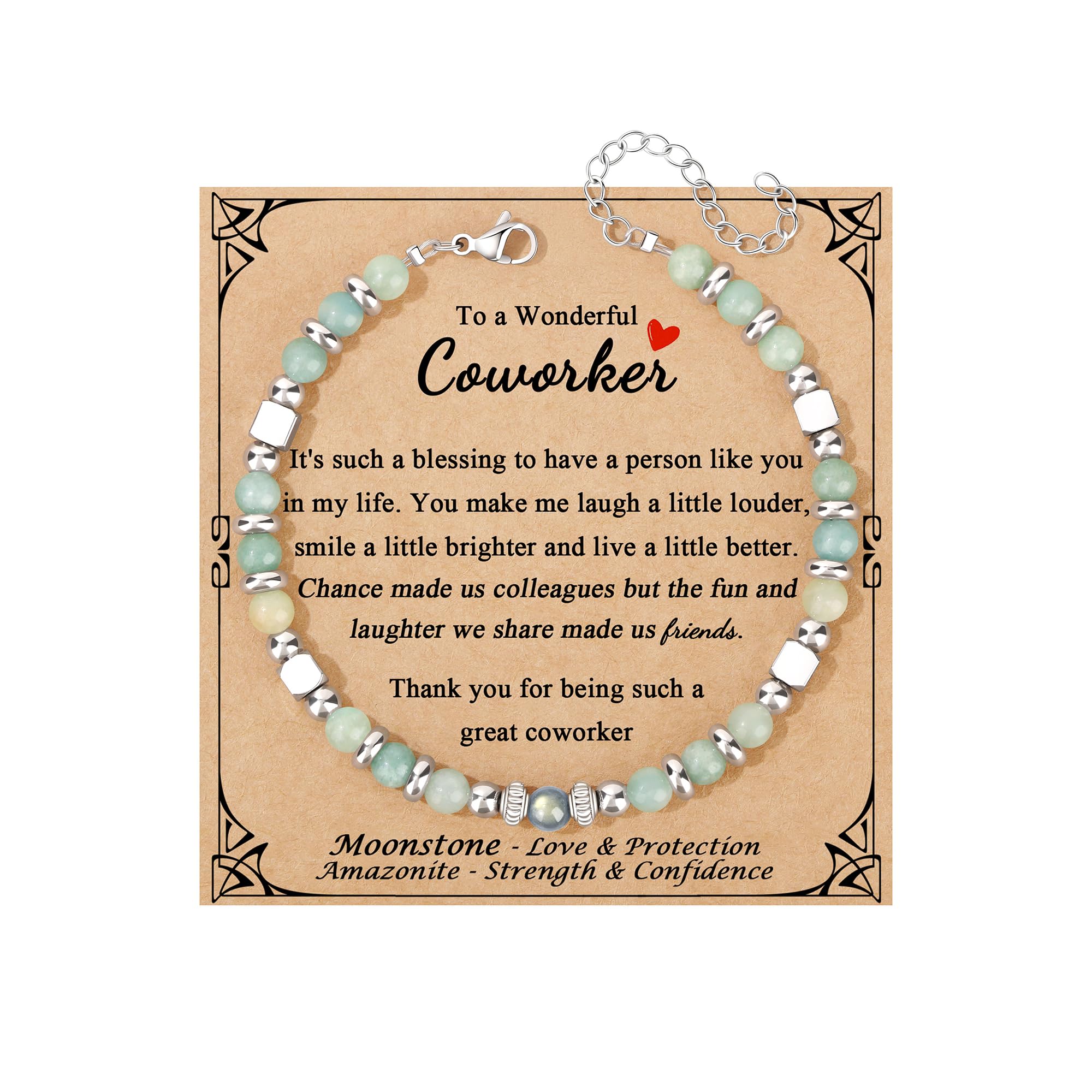 JoycuFF 𝗚𝗶𝗳𝘁𝘀 𝗳𝗼𝗿 𝗪𝗼𝗺𝗲𝗻 𝗠𝗼𝗼𝗻𝘀𝘁𝗼𝗻𝗲 𝗕𝗿𝗮𝗰𝗲𝗹𝗲𝘁 Amazonite Colorful Imperial Jasper Stainless Steel Beads Bracelets, Mothers Day Birthday Christmas Valentines Graduation Gifts