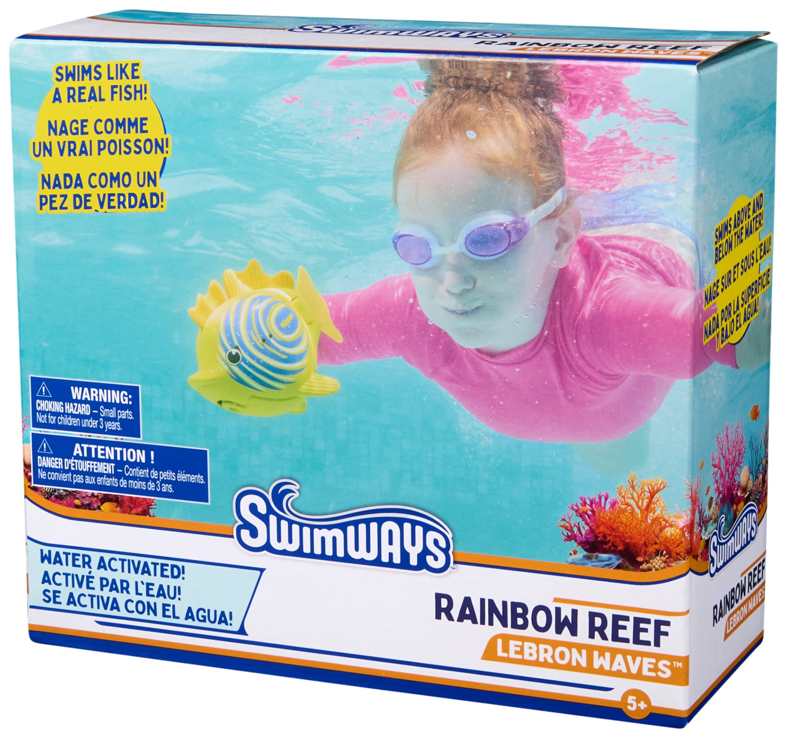 SwimWays Rainbow Reef Shark Toy, Finn Diesel Kids Shark Pool Toy and Swimming Accessory, Self-Activated Water Toys, Learn to Swim Pool Toys for Kids Ages 5 & Up (Batteries Included)
