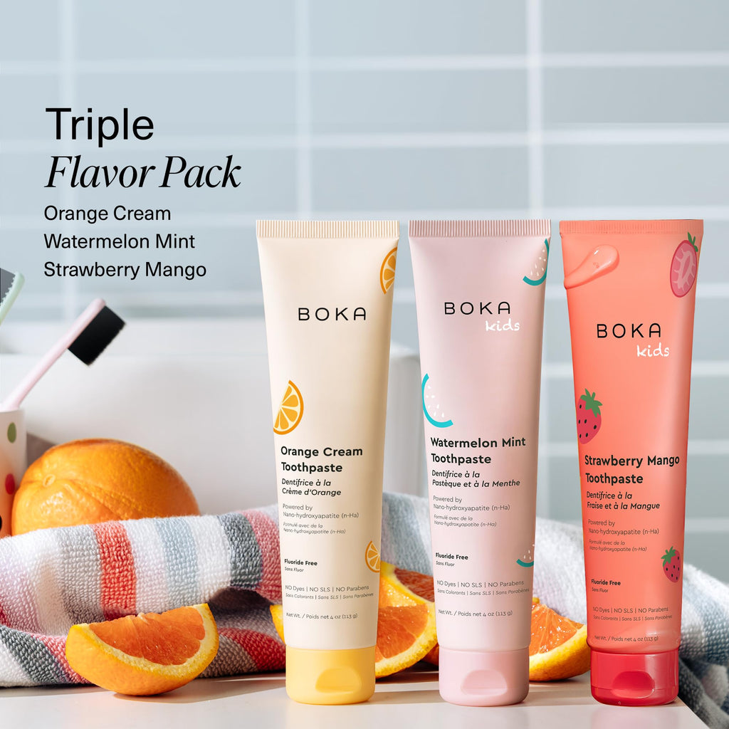 Boka Fluoride Free Toothpaste Nano Hydroxyapatite Toothpaste - Strawberry Mango Flavor, 1.3 oz 2pk US Manufactured