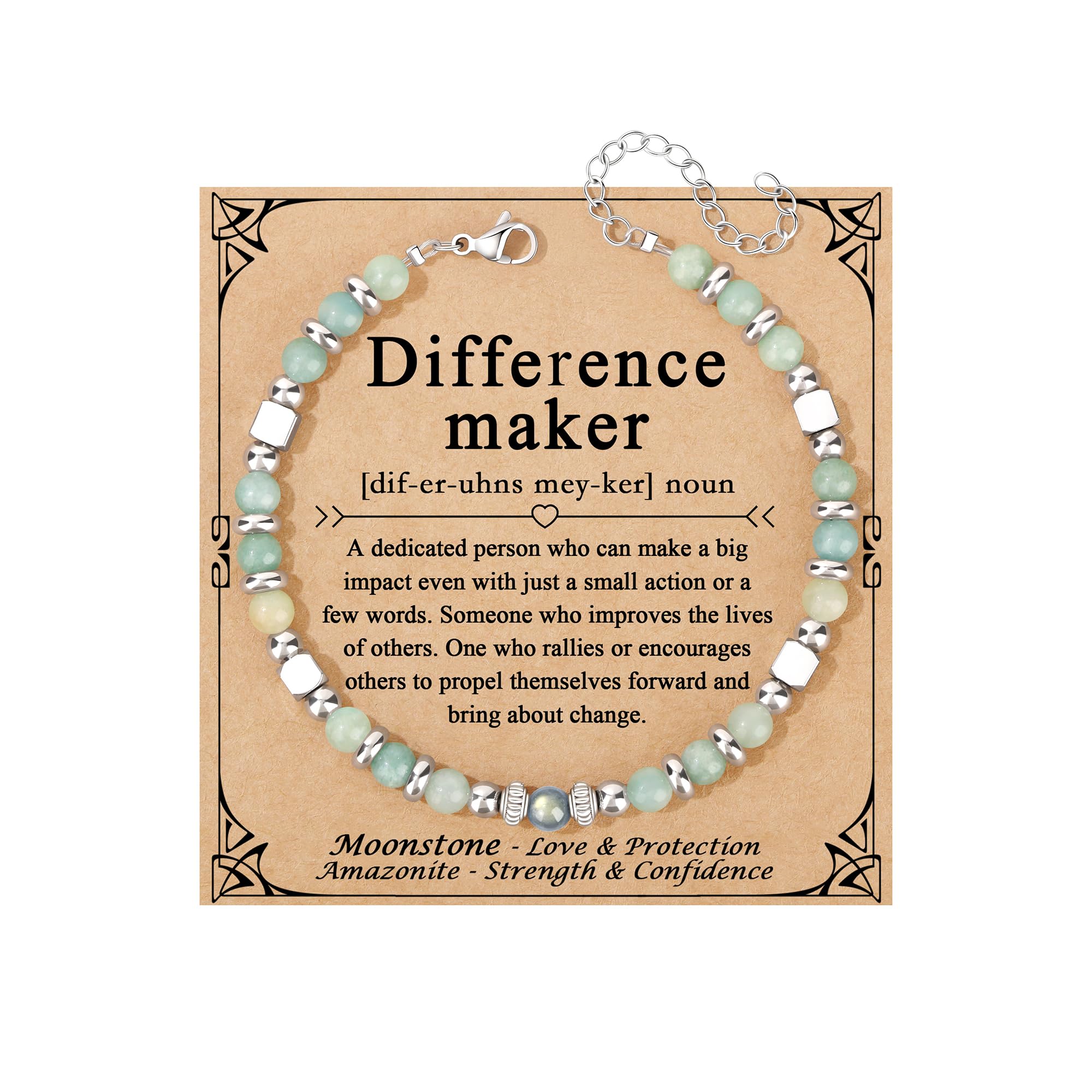 JoycuFF 𝗚𝗶𝗳𝘁𝘀 𝗳𝗼𝗿 𝗪𝗼𝗺𝗲𝗻 𝗠𝗼𝗼𝗻𝘀𝘁𝗼𝗻𝗲 𝗕𝗿𝗮𝗰𝗲𝗹𝗲𝘁 Amazonite Colorful Imperial Jasper Stainless Steel Beads Bracelets, Mothers Day Birthday Christmas Valentines Graduation Gifts