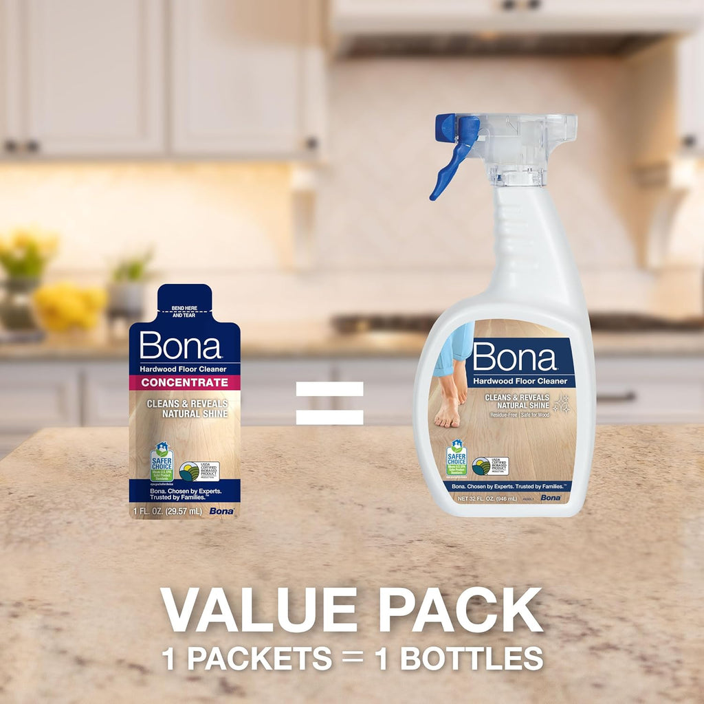 Bona® Hardwood Floor Cleaner Spray - 32 fl oz - Cedar Wood - Includes Filled Bottle + Concentrate Refill for Hardwood Floor Cleaning