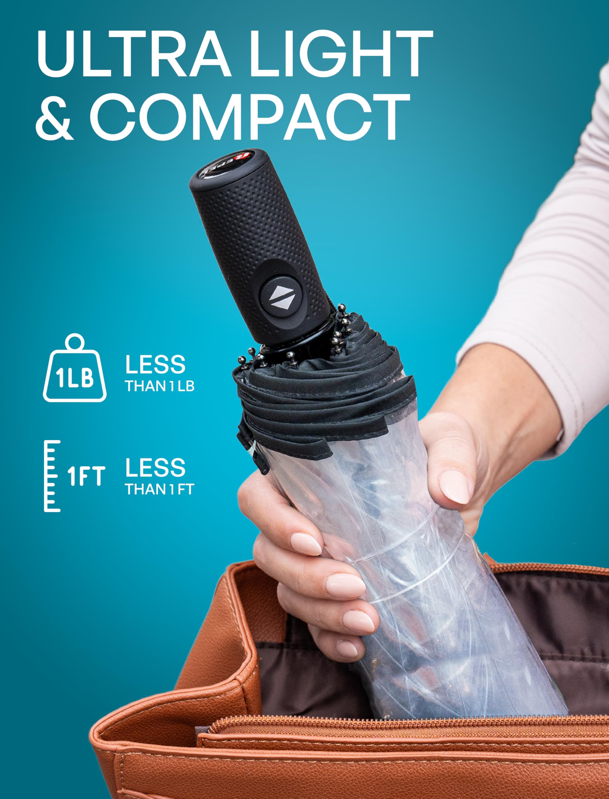 REPEL Windproof Travel Umbrella - Compact & Withstands Winds up to 85MPH , Strongest Premium Auto Folding Umbrella for Rain and Sun - Durable, Light & Portable for Women & Men , Fits Backpack & Cars