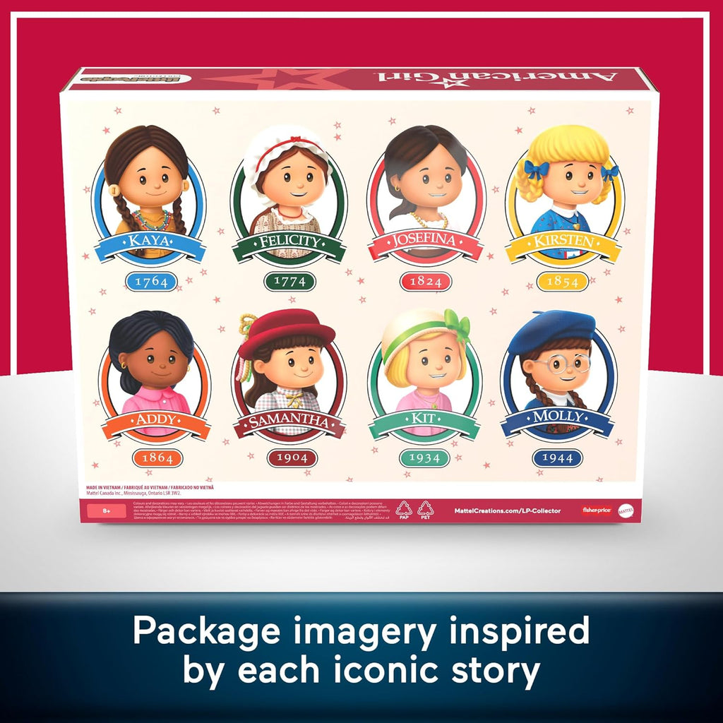 Little People Collector American Girl 40th Anniversary Special Edition Figure Set for Fans, 8 Characters in a Display Package