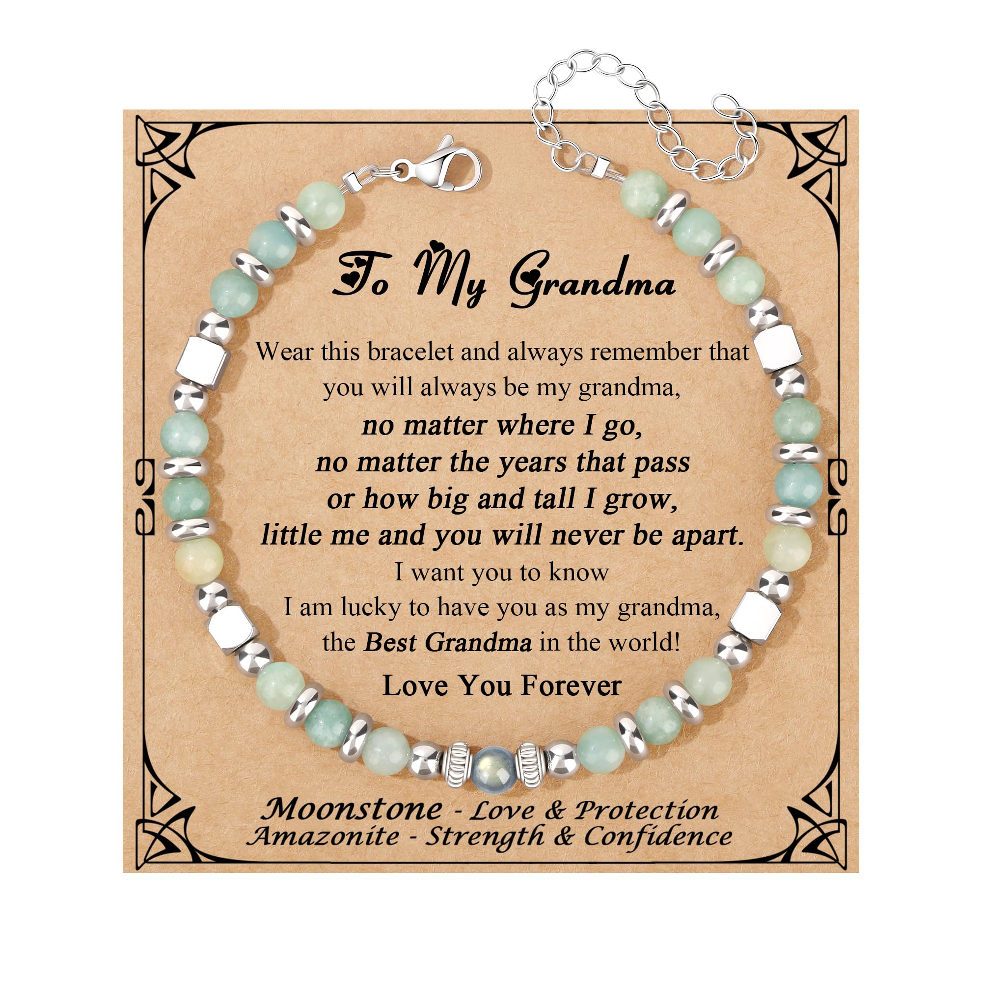JoycuFF 𝗚𝗶𝗳𝘁𝘀 𝗳𝗼𝗿 𝗪𝗼𝗺𝗲𝗻 𝗠𝗼𝗼𝗻𝘀𝘁𝗼𝗻𝗲 𝗕𝗿𝗮𝗰𝗲𝗹𝗲𝘁 Amazonite Colorful Imperial Jasper Stainless Steel Beads Bracelets, Mothers Day Birthday Christmas Valentines Graduation Gifts