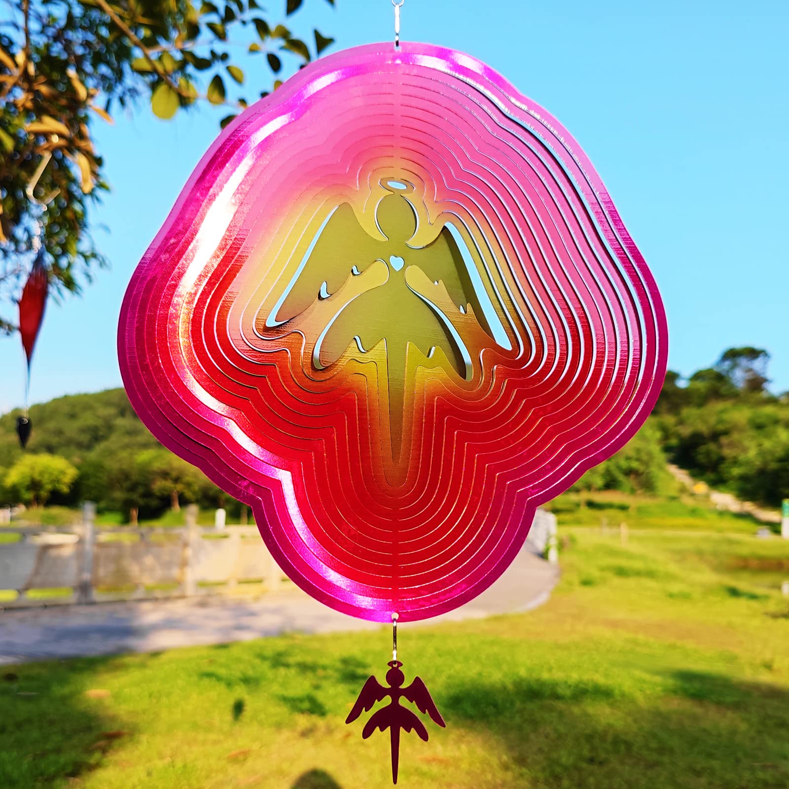 DJUAN 4th of July Decorations,12in American Flag Patriotic Wind Spinner Fourth of July Decor Outdoor,Garden Wind Spinners Patriotic Decor Independence Day Decorations for Yard,Garden,Patio