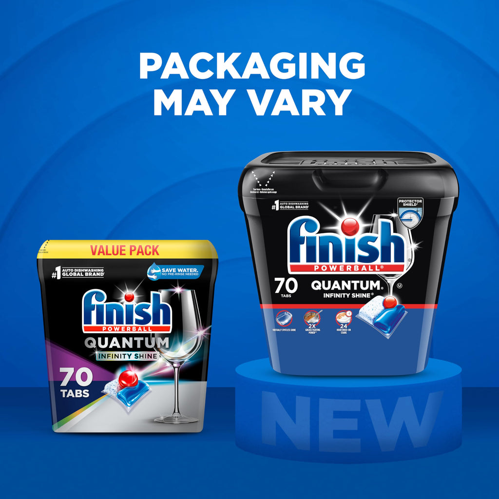 Finish Quantum Dishwasher Pods, No Pre-Rinse Dishwasher Detergent Soap Removes 24HR Dried-On Stain and Grease, Leaving a Virtually Spotless Shine, 57 Count