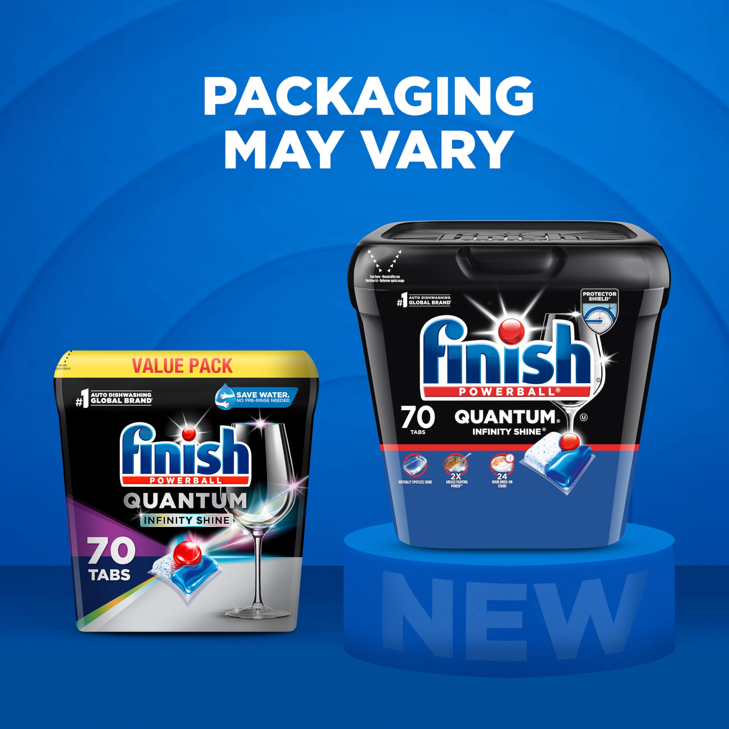 Finish Quantum Dishwasher Pods, No Pre-Rinse Dishwasher Detergent Soap Removes 24HR Dried-On Stain and Grease, Leaving a Virtually Spotless Shine, 57 Count