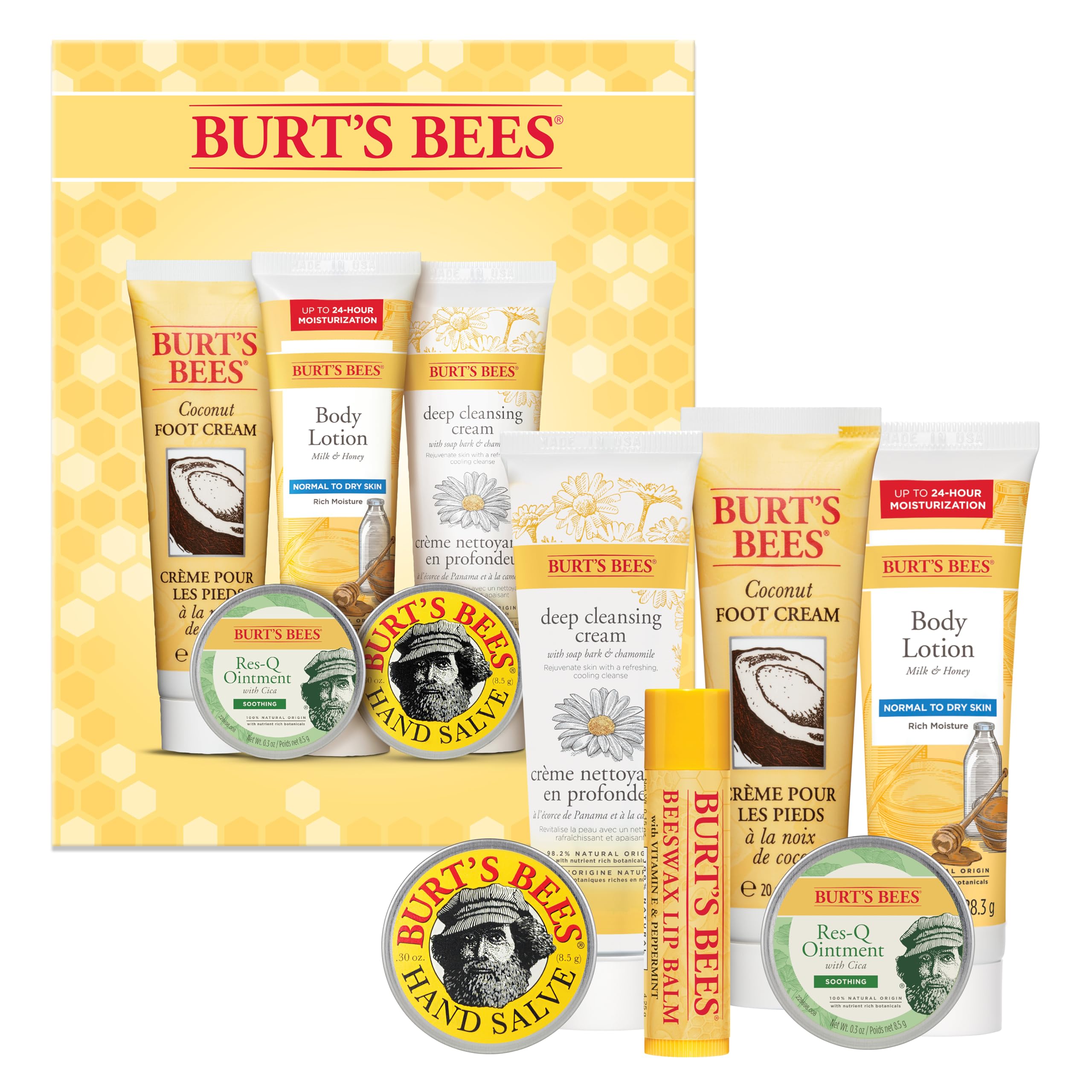 Burt's Bees Mothers Day Gifts Ideas - Classics Set, 6 Products in Giftable Tin – Cuticle Cream, Hand Salve, Lip Balm, Res-Q Ointment, Hand Repair and Foot Cream