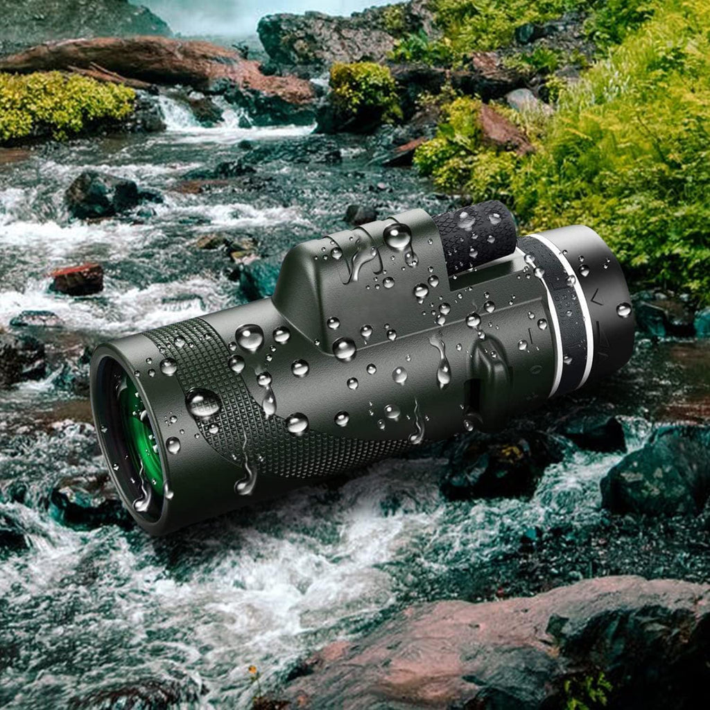 Monocular Telescope 80x100 High Powered Monoculars High Definition for Adults High Powered with Smartphone Adapter Telescope Wildlife Bird Watching Travel Camping Hiking Green