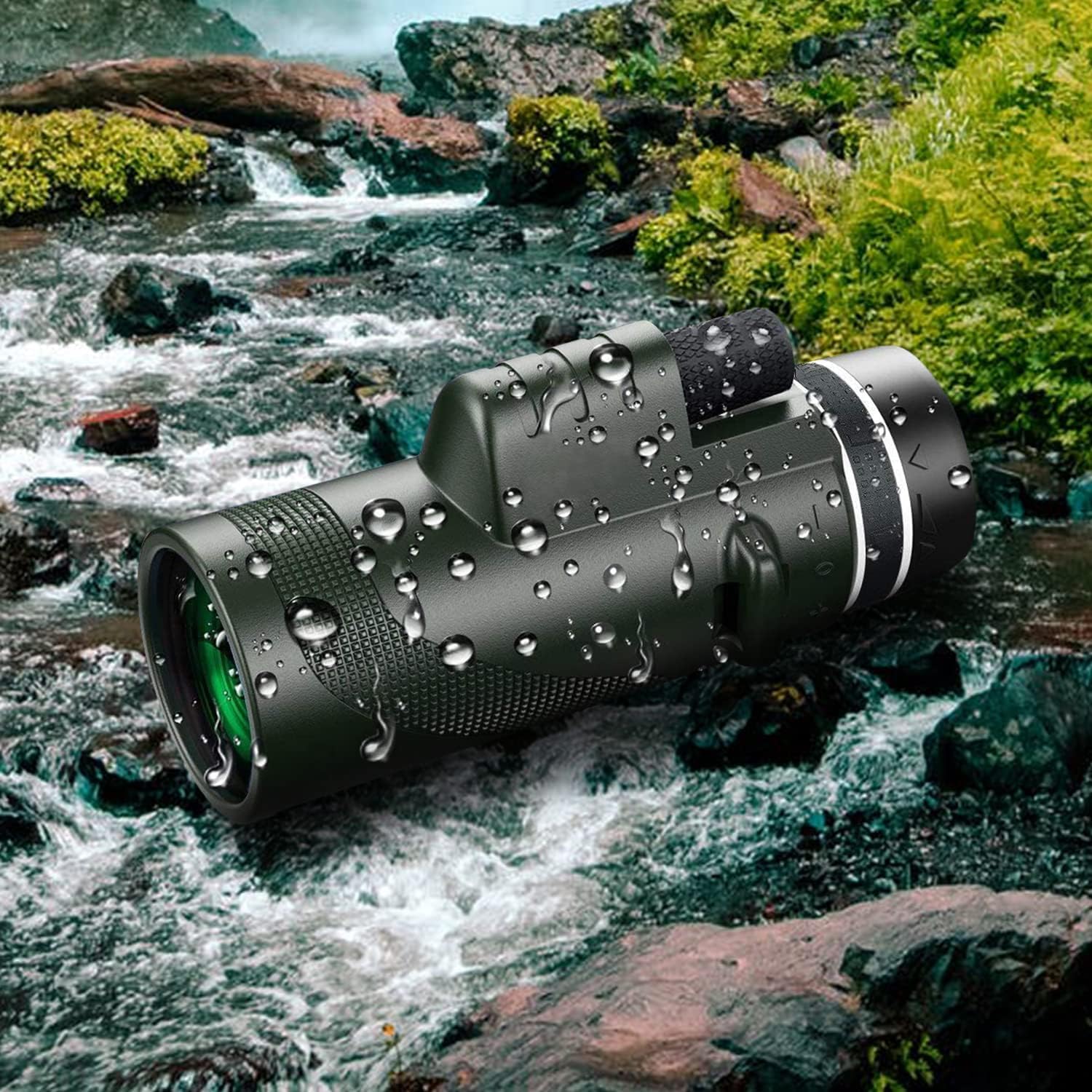 Monocular Telescope 80x100 High Powered Monoculars High Definition for Adults High Powered with Smartphone Adapter Telescope Wildlife Bird Watching Travel Camping Hiking Green