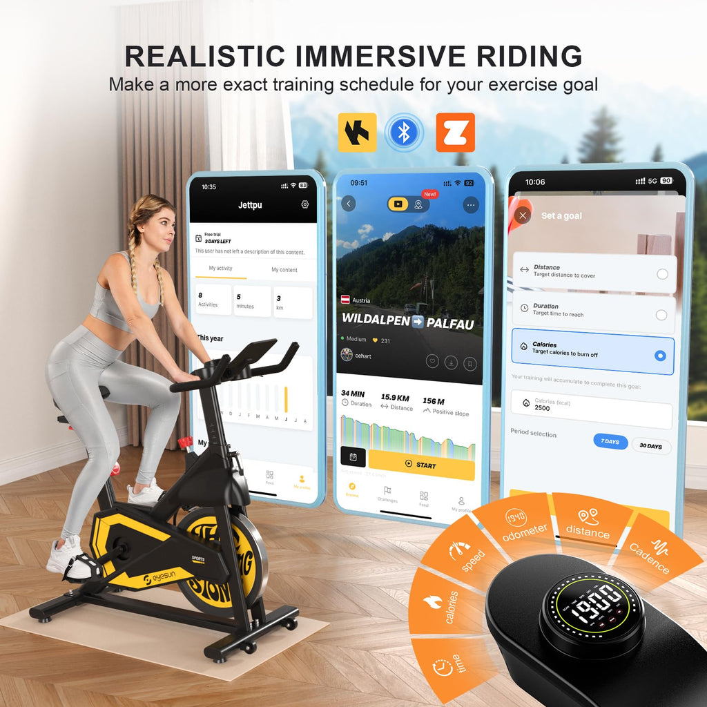Exercise Bikes for Home,Spin Bike with Adjustable Magnetic,Brake Pad Resistance Silent Belt Drive,350lbs/300lbs Weight Capacity &Upgraded Version Seat for Home Cardio&Weight Loss(QM-530W)