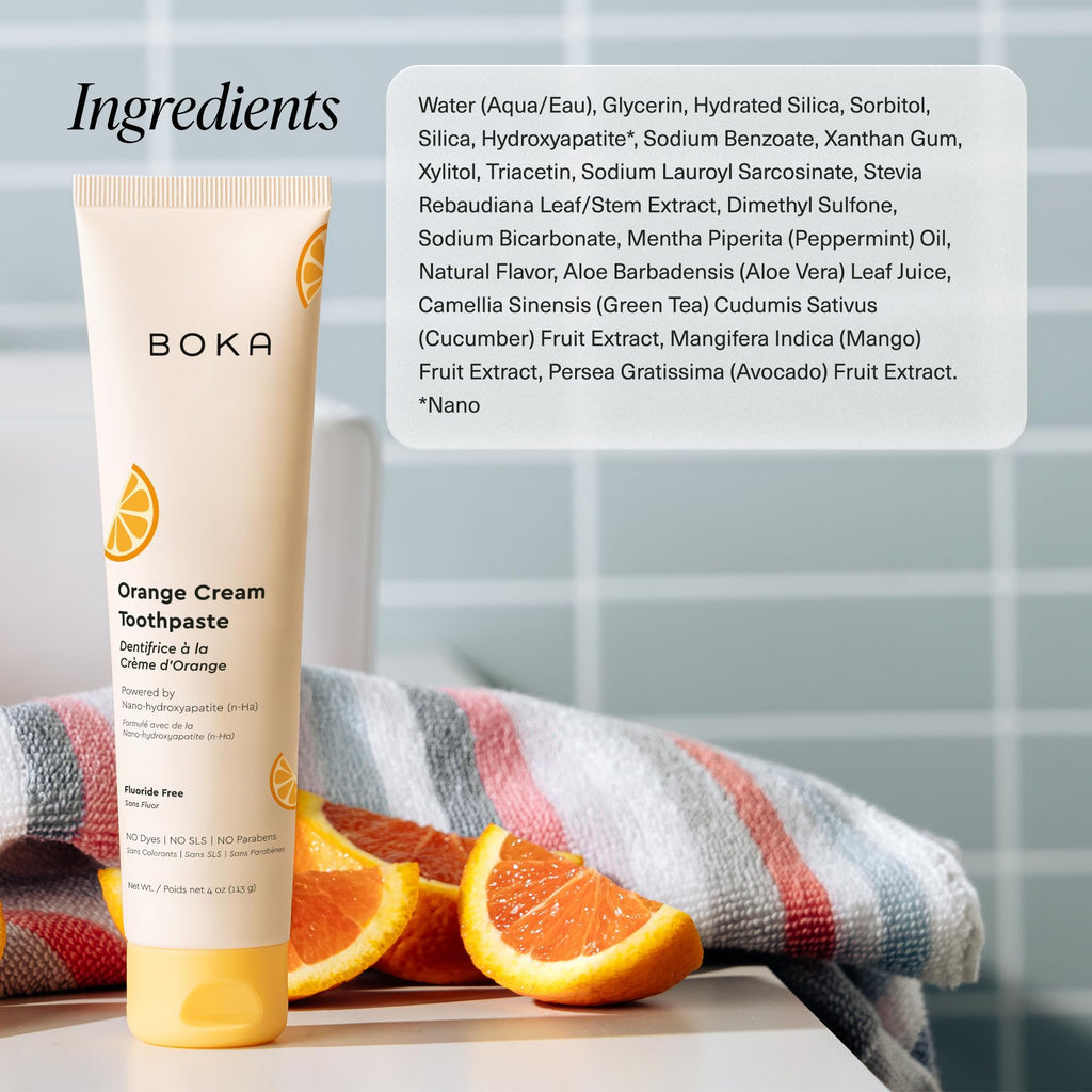 Boka Fluoride Free Toothpaste Nano Hydroxyapatite Toothpaste - Strawberry Mango Flavor, 1.3 oz 2pk US Manufactured