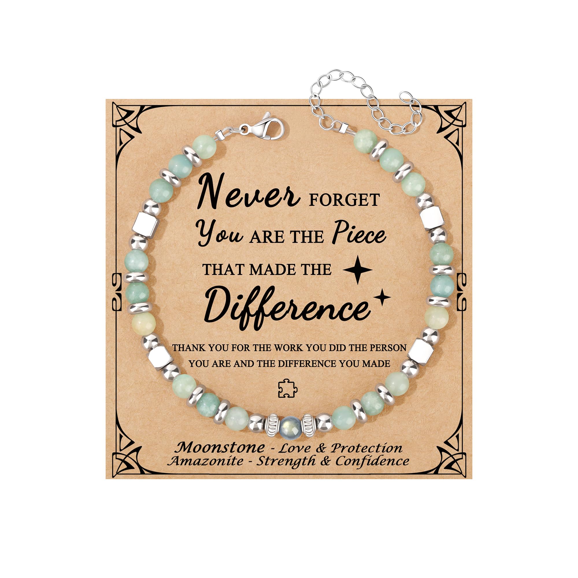 JoycuFF 𝗚𝗶𝗳𝘁𝘀 𝗳𝗼𝗿 𝗪𝗼𝗺𝗲𝗻 𝗠𝗼𝗼𝗻𝘀𝘁𝗼𝗻𝗲 𝗕𝗿𝗮𝗰𝗲𝗹𝗲𝘁 Amazonite Colorful Imperial Jasper Stainless Steel Beads Bracelets, Mothers Day Birthday Christmas Valentines Graduation Gifts