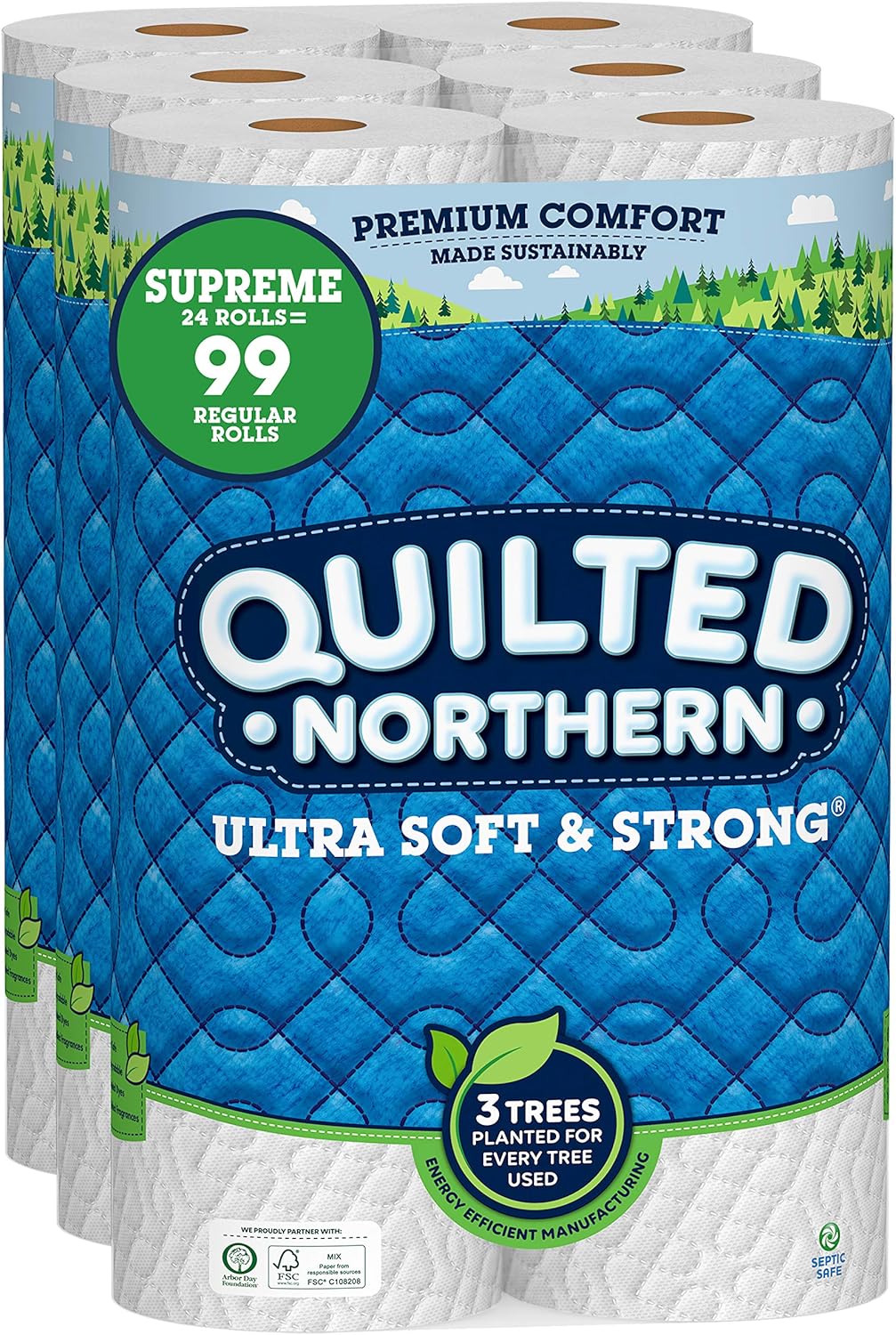 Quilted Northern Ultra Soft & Strong Toilet Paper, 48 Double Rolls, 48 = 96 Regular Rolls,12 Count (Pack of 4)