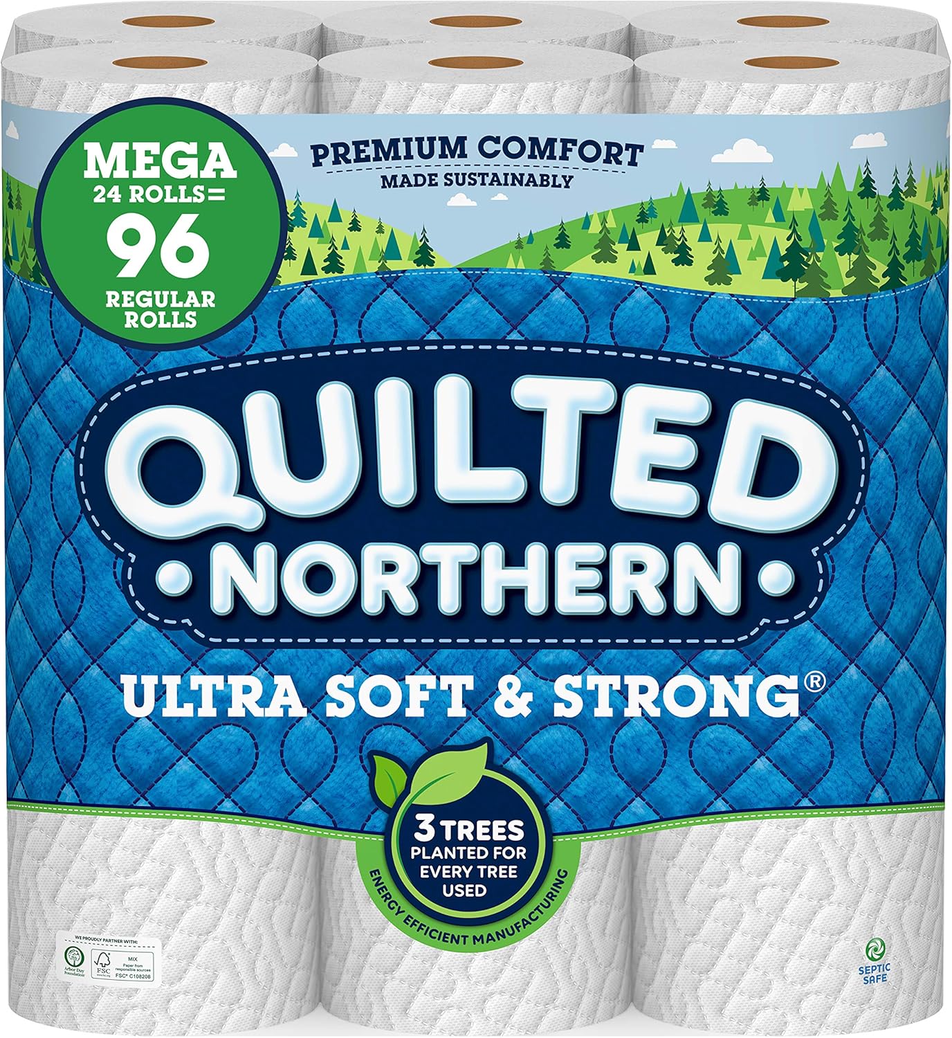 Quilted Northern Ultra Soft & Strong Toilet Paper, 48 Double Rolls, 48 = 96 Regular Rolls,12 Count (Pack of 4)