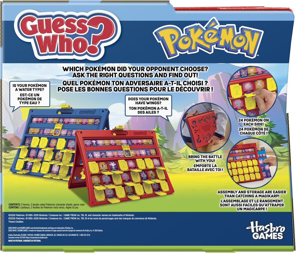 Guess Who? Pokémon Edition Game | 48 Pokémon | Fun Kids Board Games for Families | 2 Players | 15 Mins. | Travel Friendly | Ages 6+