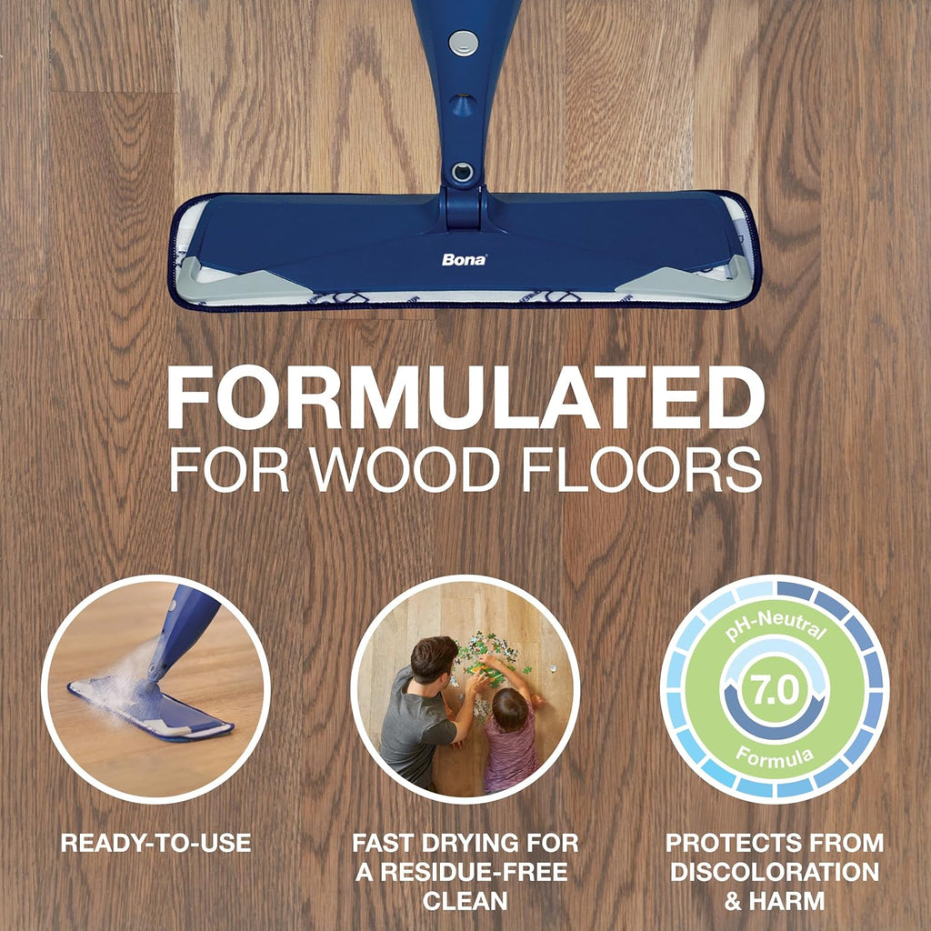 Bona® Hardwood Floor Cleaner Spray - 32 fl oz - Cedar Wood - Includes Filled Bottle + Concentrate Refill for Hardwood Floor Cleaning
