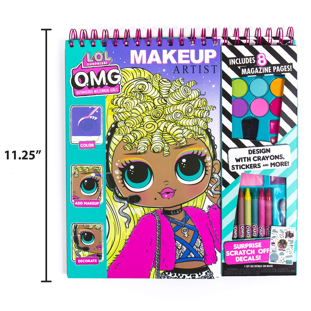 Horizon Group USA LOL OMG Make-Up Artist Magazine DIY Craft Kit, Design with Crayons, Stickers & More.Create Fashionable Looks Using Over 130 Stencil Designs & 200 Stickers