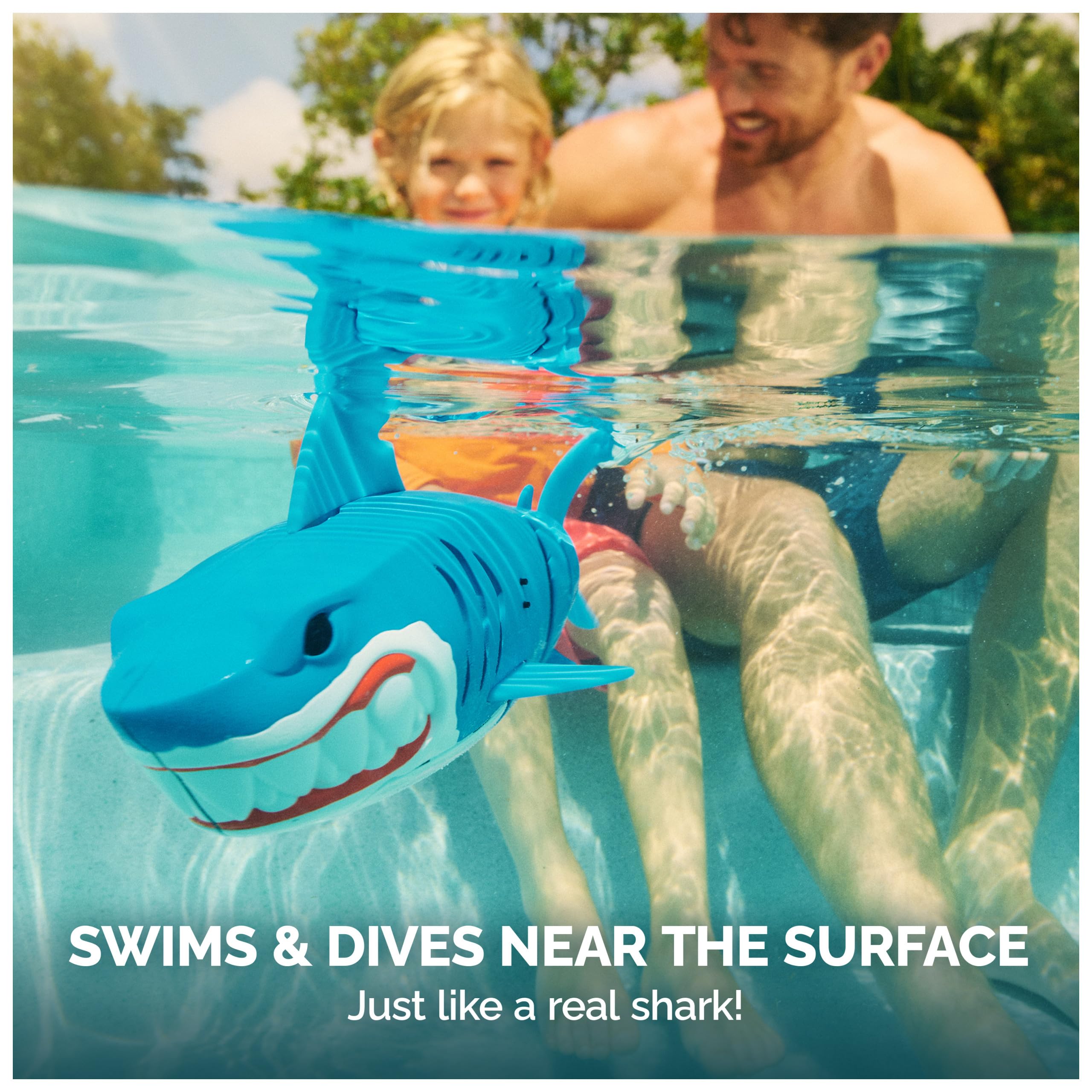 SwimWays Rainbow Reef Shark Toy, Finn Diesel Kids Shark Pool Toy and Swimming Accessory, Self-Activated Water Toys, Learn to Swim Pool Toys for Kids Ages 5 & Up (Batteries Included)